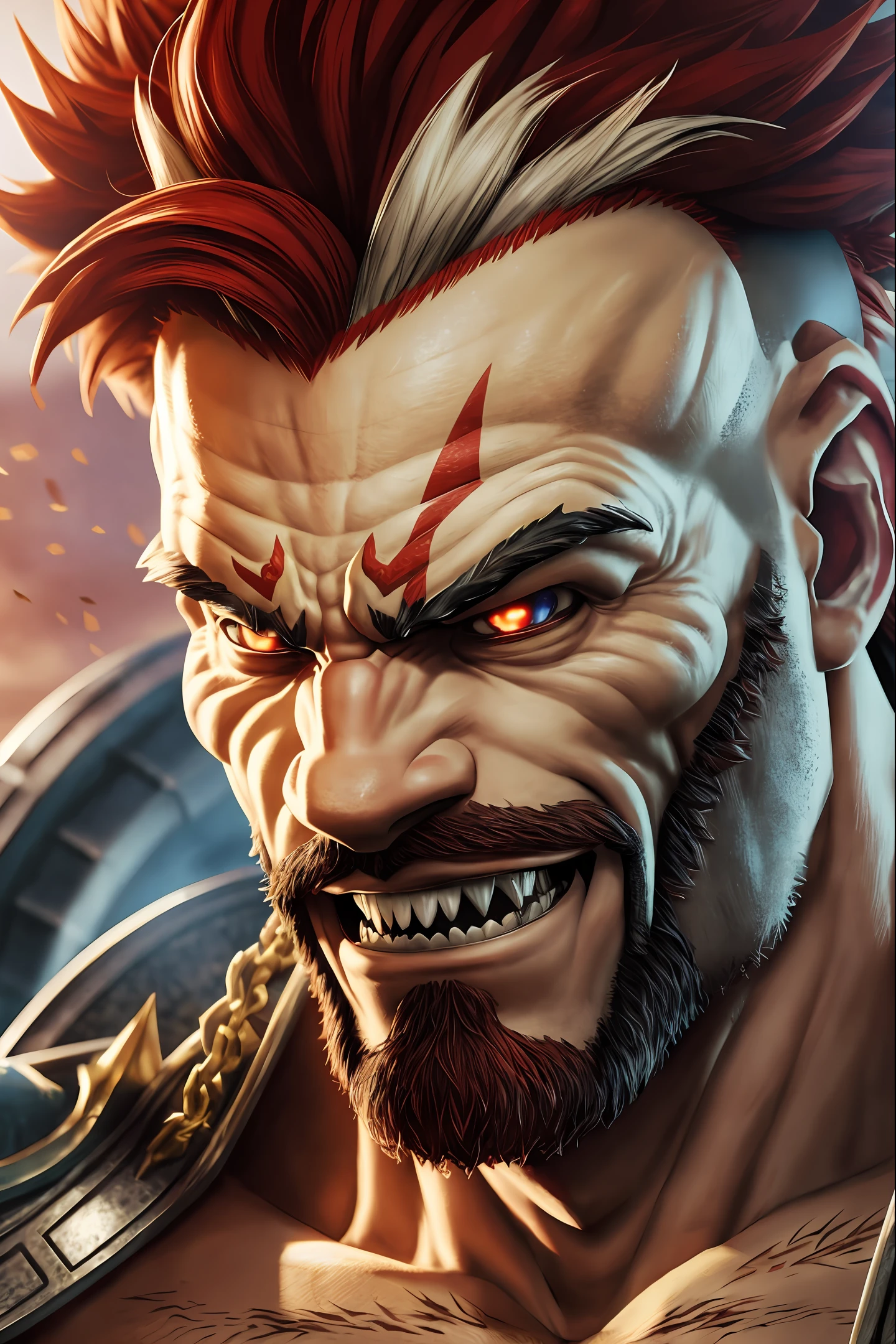 Bowser with Kratos scars, 8k, high definition, ultra realistic, Ultra detailed, realistic lighting. --auto --s2