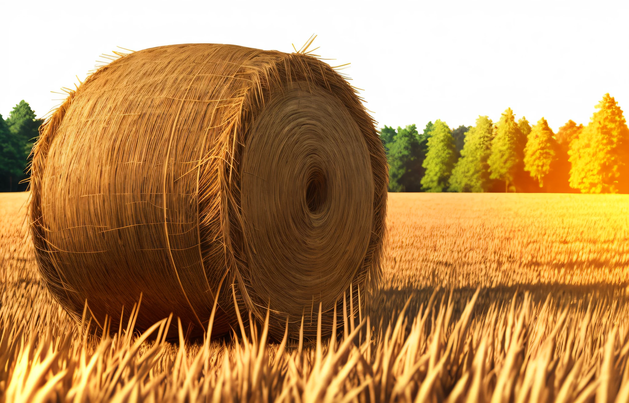 Hay bale, 3d, cartoon, pixar, cinematic, forest in the background