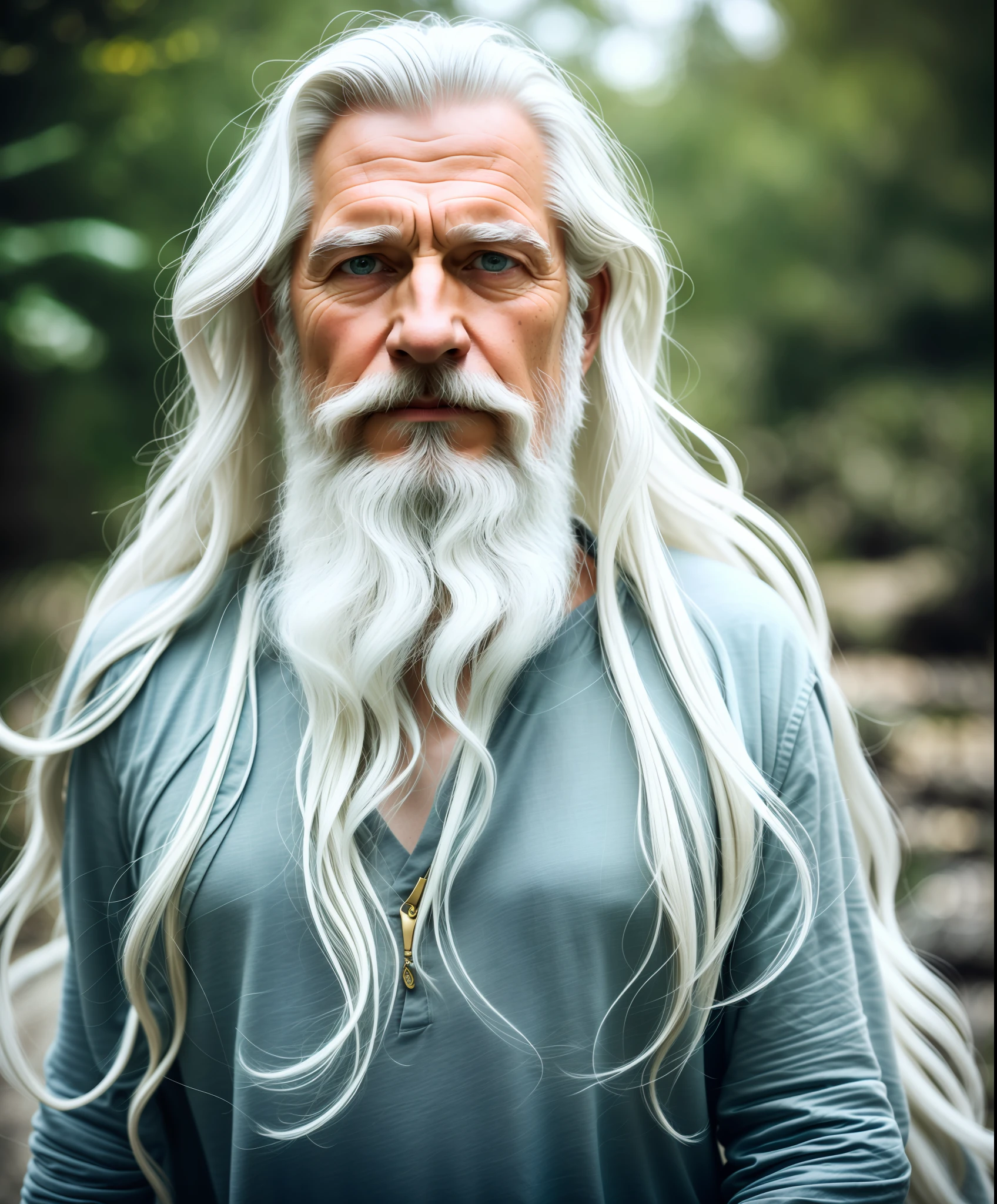 (8k, RAW photo, best quality, masterpiece:1.2), (realistic, photorealistic:1.37), ultra-detailed, (highly detailed skin:1.2), 8k uhd, dslr, soft lighting, high quality, film graininess, Fujifilm XT3, professional lighting, photon mapping, radiosity, physical rendering photo of a 50-year-old man, Caucasian, short beard, wizard, white wizard's shirt with golden details, white tunic moving in the wind, long white hair, fully clothed, perfect face, beautiful, looking for camera, concept art, detailed face and body, award-winning photography, detailed face, backlight, ultra-realistic, ray tracing, intense gaze, looking at the viewer, cinematic lighting, embers, fantasy, action pose, water splashes, mist, CRU photo, 8k uhd, film grain
