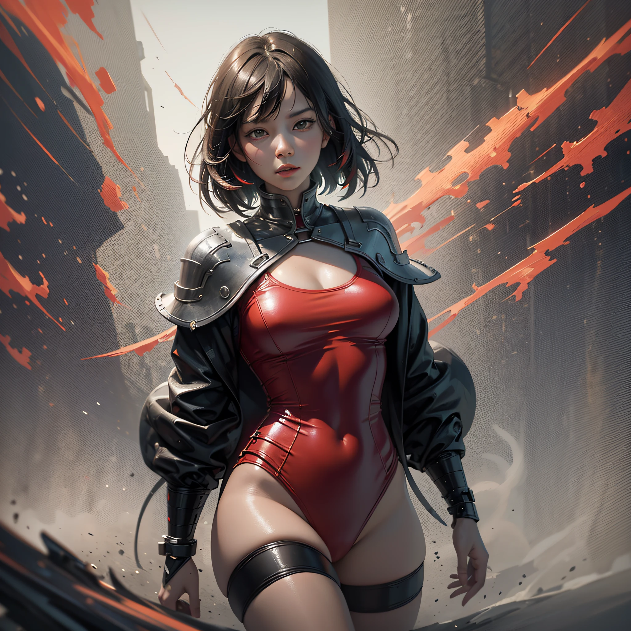 red one-piece girl, modelshoot style, (extremely detailed 8k CG wallpaper), full body photo of the most beautiful artwork in the world, fog, backlight, majestic professional oil painting by Ed Blinkey, Atey Ghailan, Studio Ghibli, by Jeremy Mann, Greg Manchess, Antonio Moro, trend at ArtStation, trend at CGSociety, Intricate, High Detail, Sharp focus, dramatic, photorealistic painting art by midjourney and greg rutkowski --auto --s2