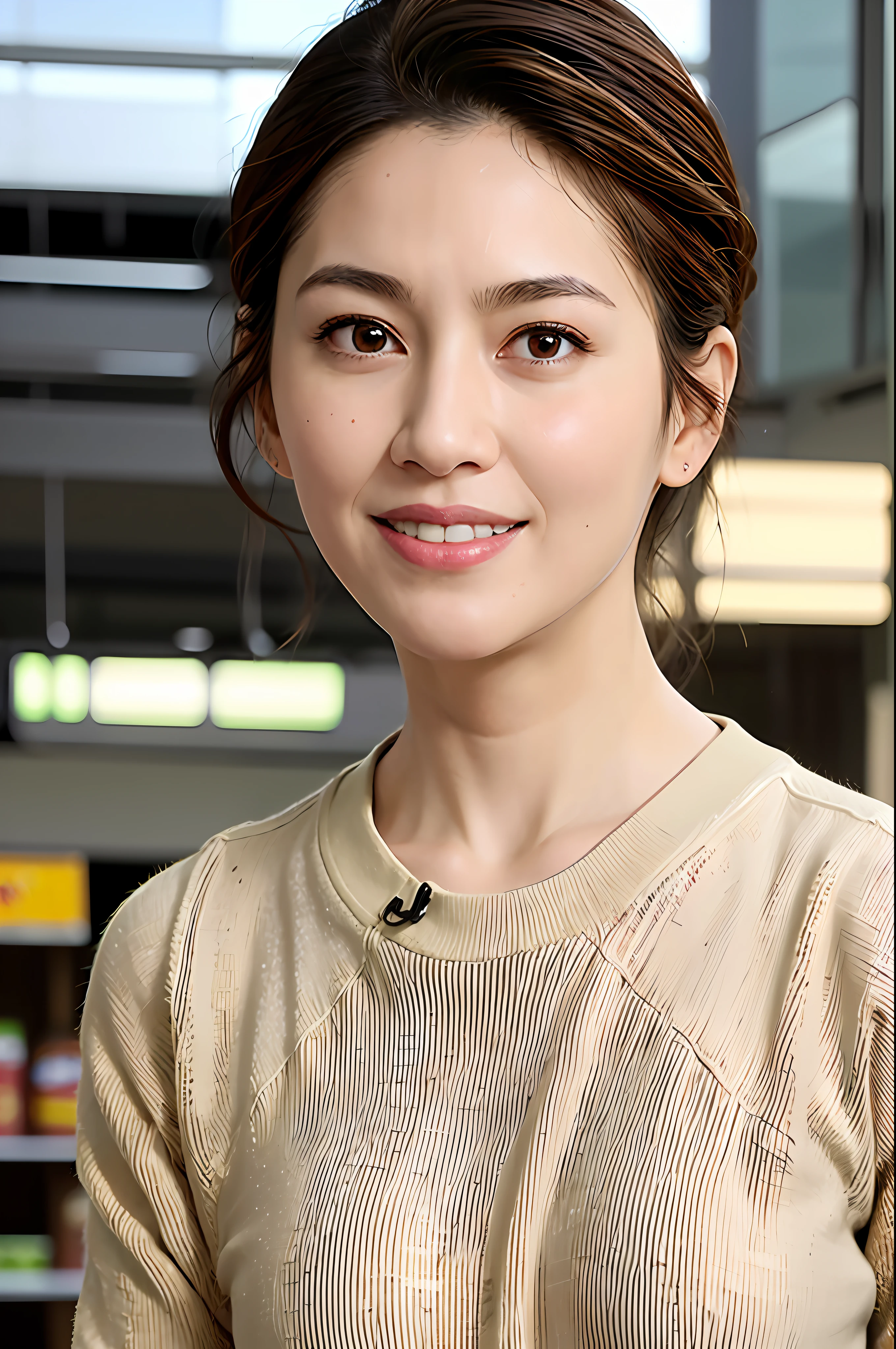 (supermarket:1), afternoon, doctor gown, light brown fringe short hair, light brown eyes, 1girl, innocent, (photorealistic), (intricate details:1.2),(masterpiece, :1.3),(best quality:1.4), (ultra highres:1.2), ultra high res, (detailed eyes), (detailed facial features), HDR, 8k resolution, (lens flare:0.7), turn around, busy on examine report, face viwer, drshe