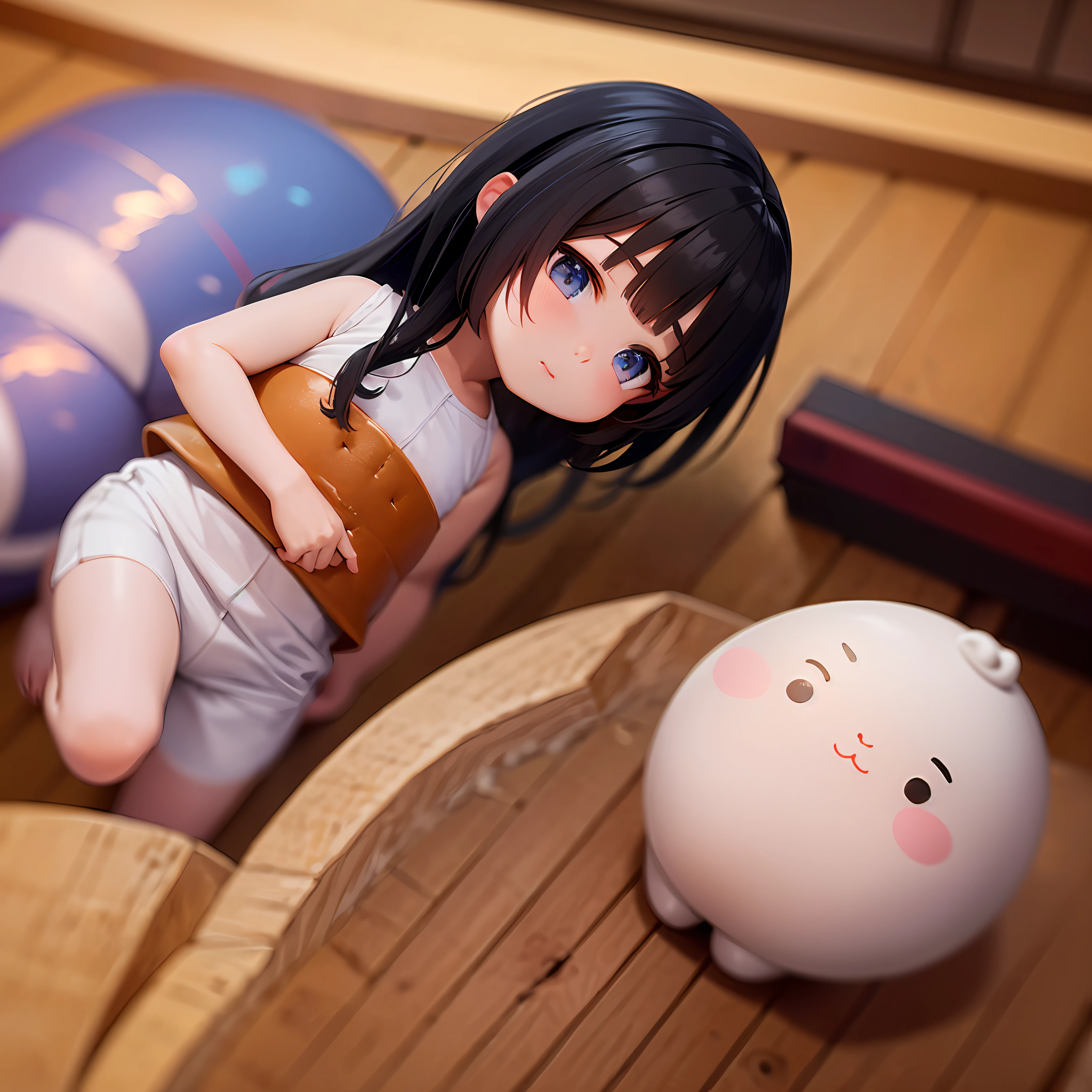 a little girl on a rice dumpling,dragon boat festival,close-up,little adorable triangle rice dumpling graphics,ilm photography,highly detailed,best quality,ultra-fine painting,vivid colors,depth of field,8K --ar 3:4 --niji 5