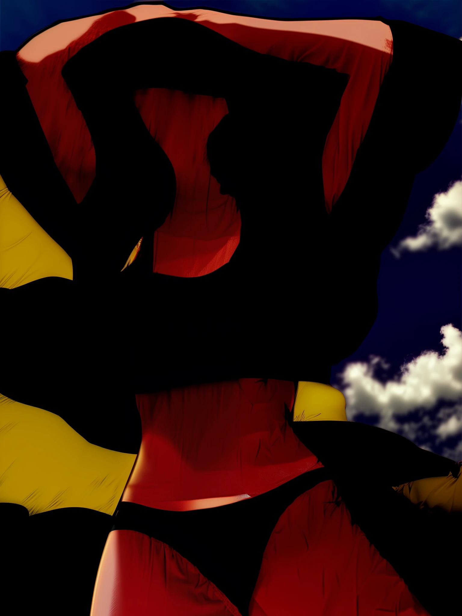 Kotestu Isane, anime character with a yellow shirt and white panties on a yellow background, anime cover, at pixiv, popular on pixiv, 1girls, arms raised, hands up in the air, blush, crop top overhang, midriff, no pants, panties!, shirt, short hair, silver hair, solo, standing, white panties, yellow eyes, absurdres, flawless