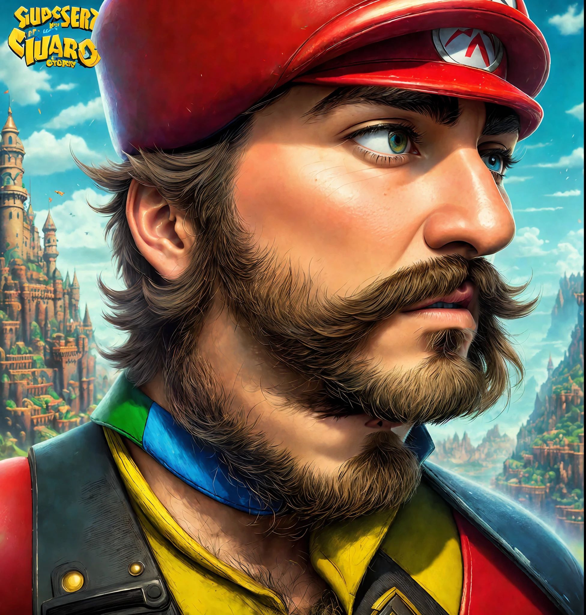 Masterpiece, close-up color splash photo, fantasy, (A man looking like super mario), cinematic, (mario bros world background), movie poster
((epic realistic, rutkowski, hdr, intricate details, hyperdetailed))