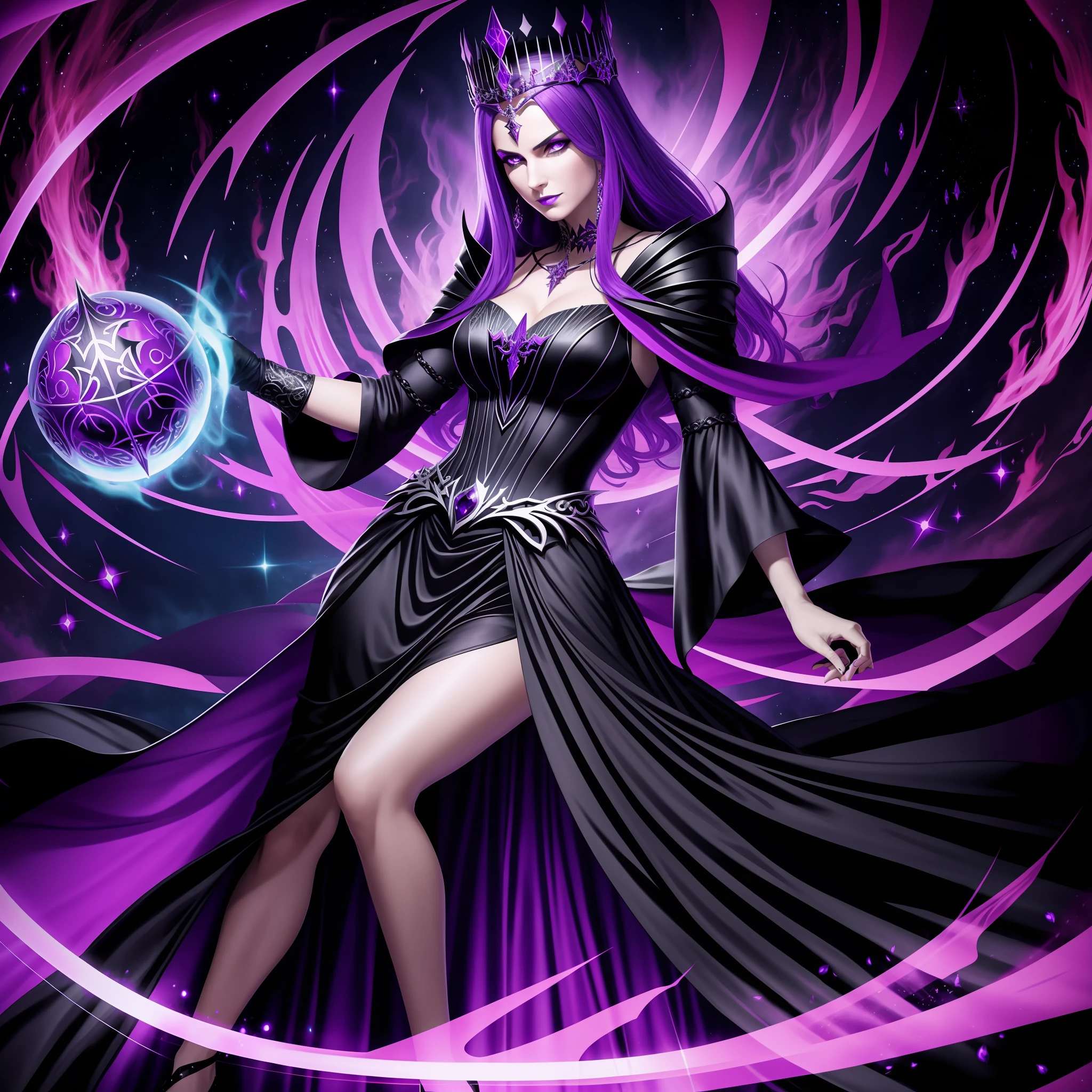 Queen Mab, Queen of the Pagans Mab, black dress, purple dress, sorceress, witch, evil, photo, one, power, only, darkness, whirlwind, streams