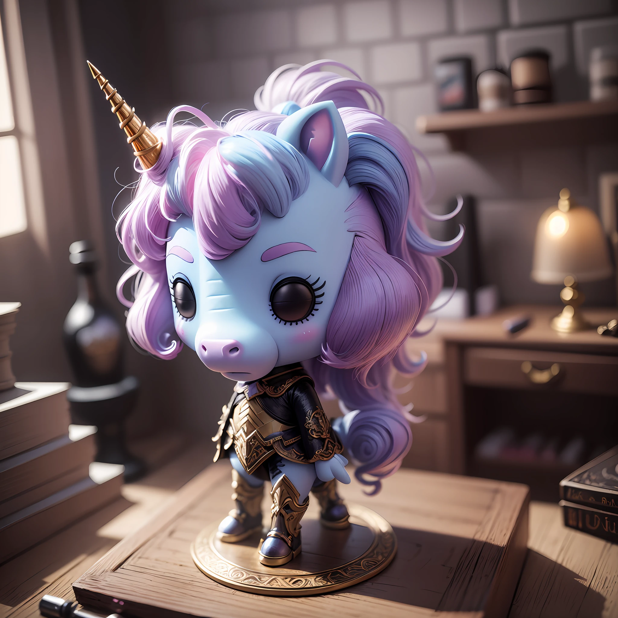 unicorn, highly detailed, funko pop style, studio lighting, dark, dark fantasy --auto --s2
