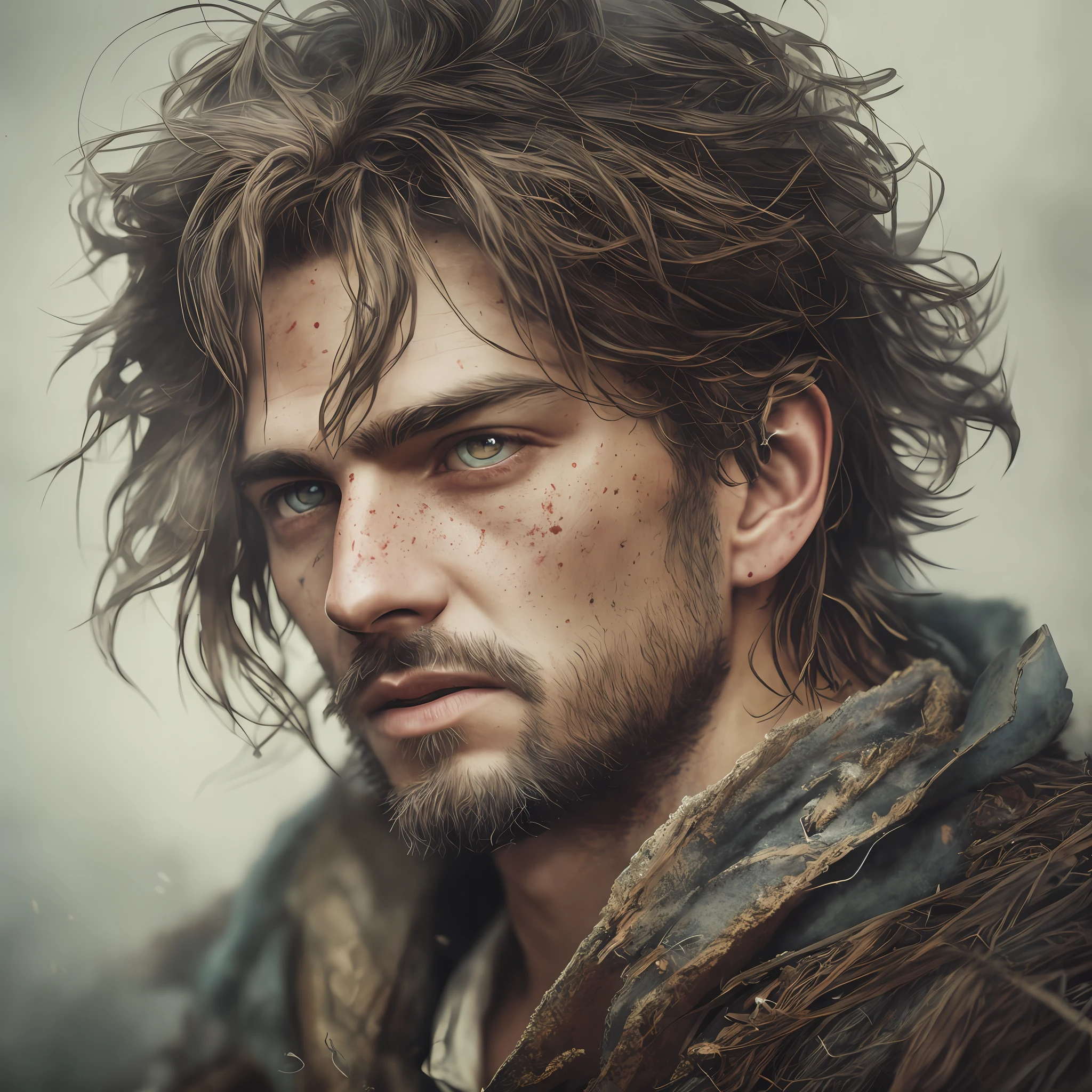 ghost, watercolor wash, lineart, transparant smoke, glowing, rugged, rugged clothes, glowing eyes, detailed eyes, fine lines, portrait, messy hair, masterpiece, 8 k, cinematic dramatic atmosphere, volumetric lighting, cinematic lighting, studio quality, fantasy, intricate, unreal engine 5 --auto --s2