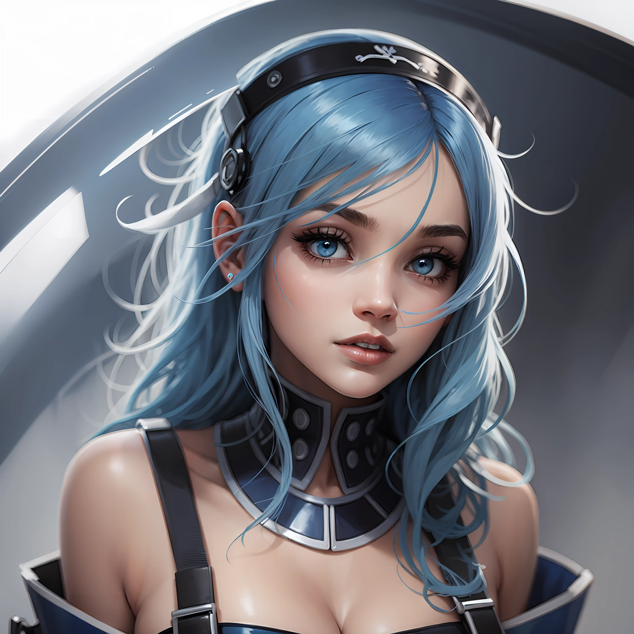 Beautiful woman with blue hair front, white background --auto --s2