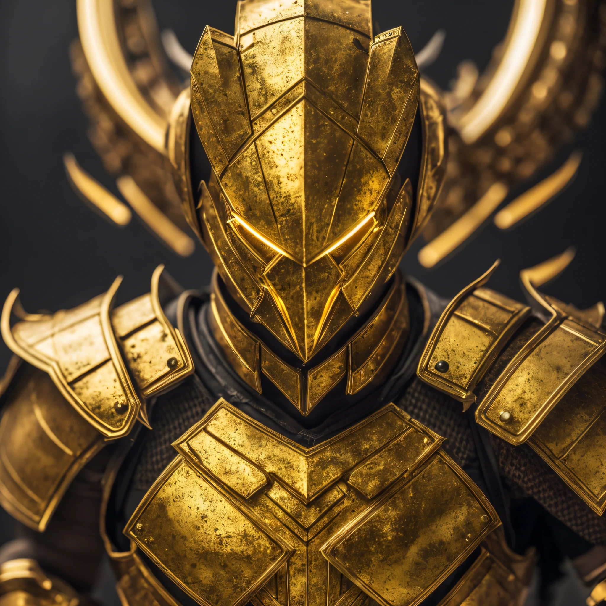 gold armor, which looks like a scorpion, scorpion-shaped armor, golden armor, half-body, man, 8k, uhd, severe low lighting, high quality, sharp focus, fujifilm X --auto --s2
