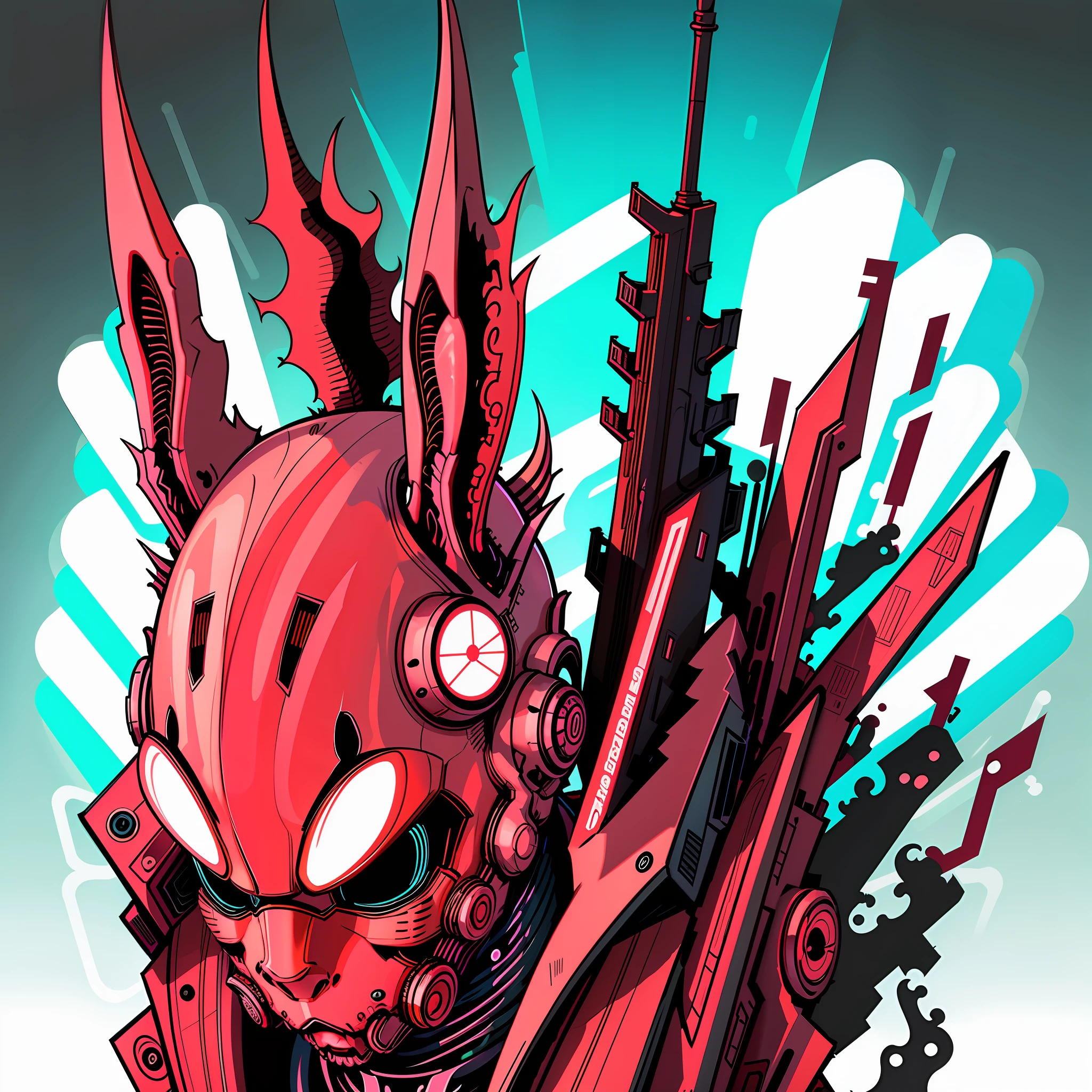 Rabbit head in cyberpunk style 0mib