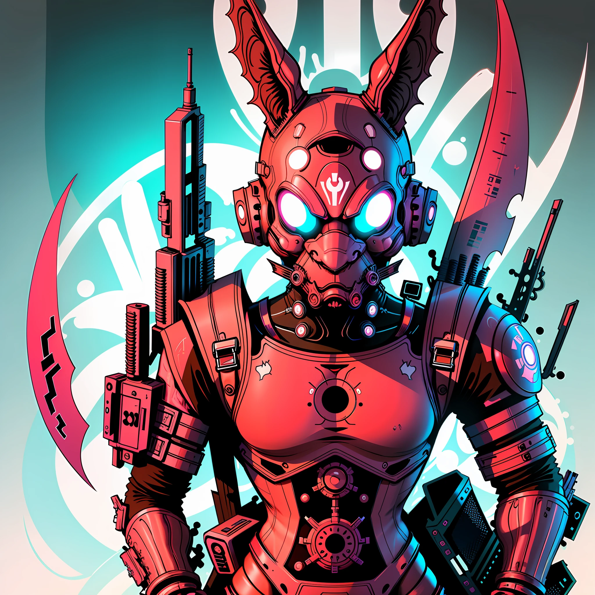 Rabbit head in cyberpunk style 0mib