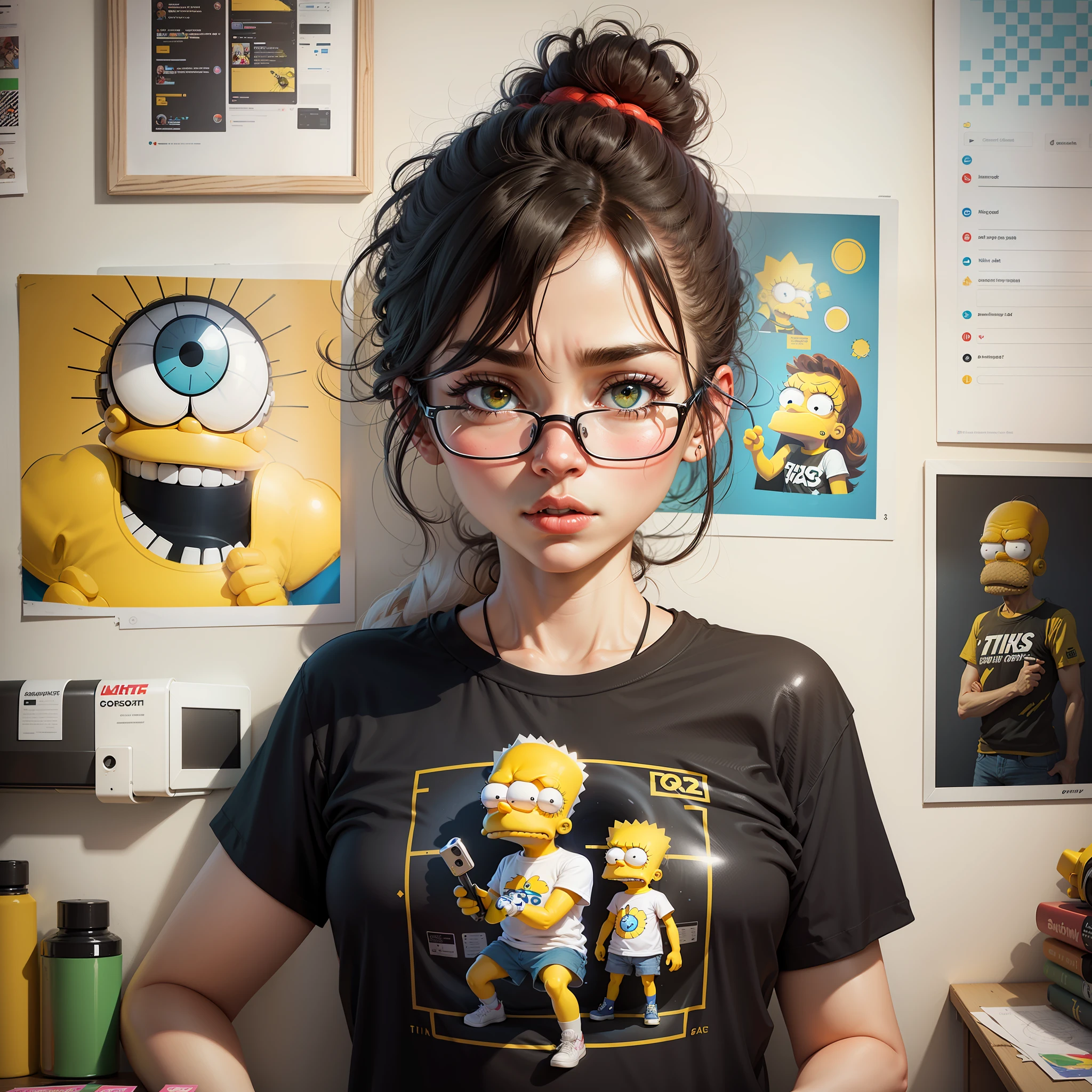Create T-shirt prints for a collection about artificial intelligence in the style of The Simpsons --auto --s2
