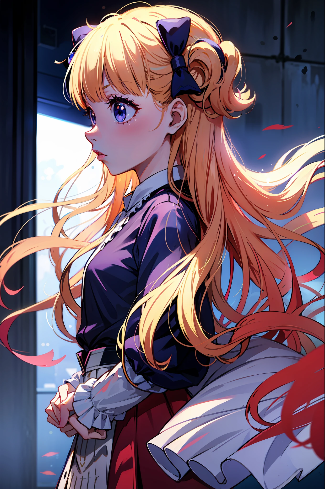 1girl, solo, best quality, masterpiece , Ruby Hoshino, hair ornament, sparking eyes, star on eye, (star on right eye:1), (dress:1.4), (concert1), on the stage,