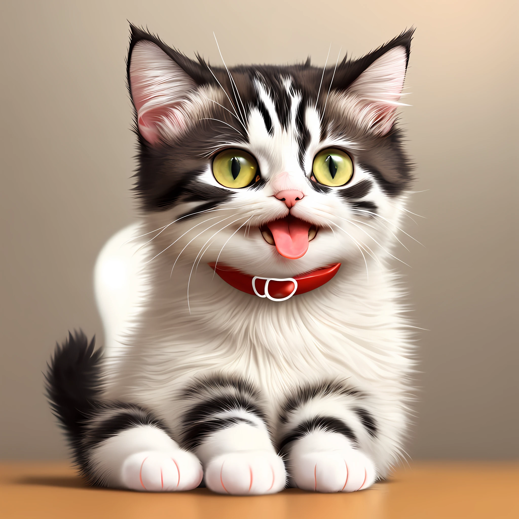 There's a cat that's sitting with its tongue sticking out, adorable digital paint, cute cat, miming