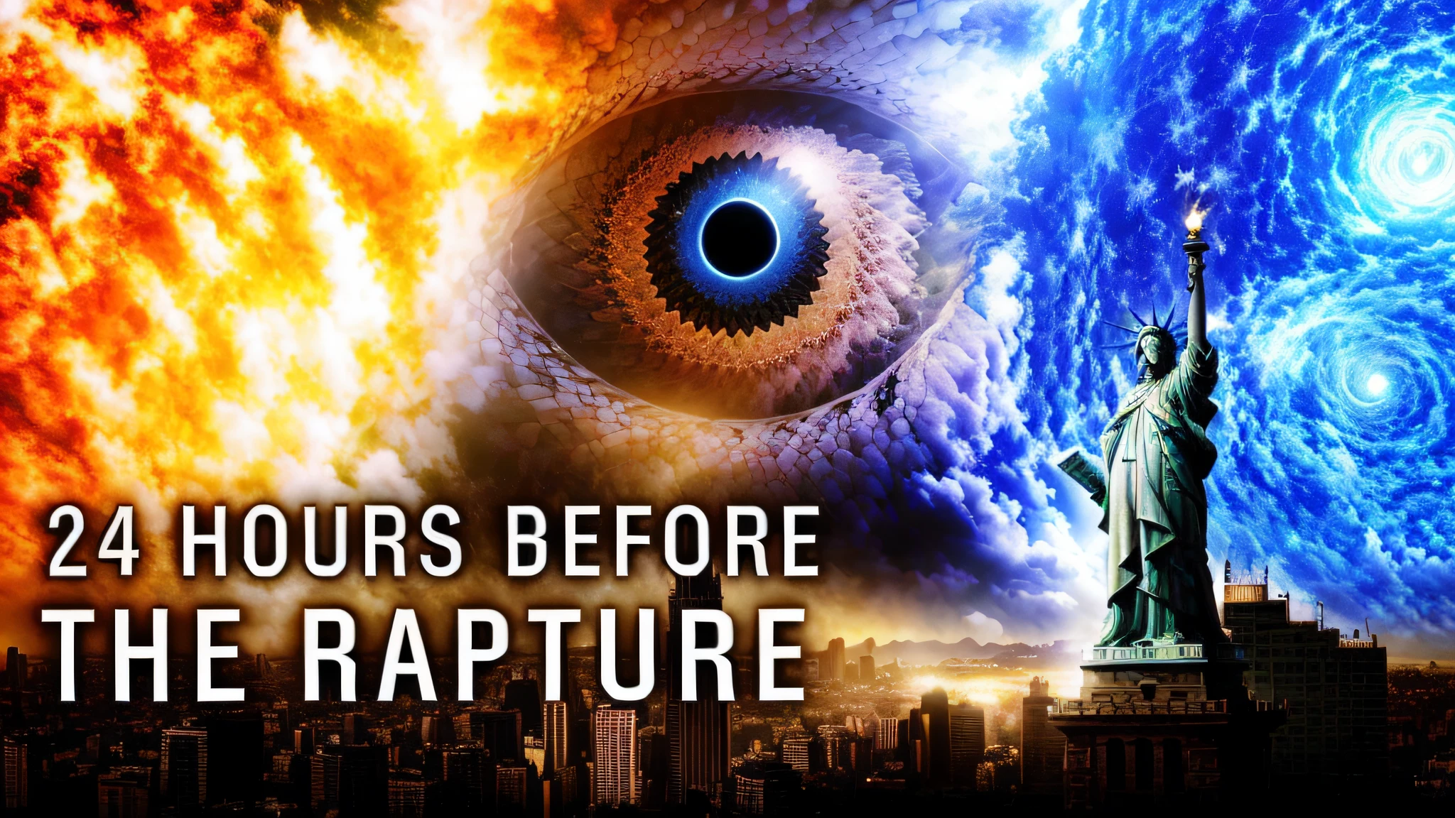 a picture of a statue of liberty and a statue of liberty with the words 24 hours before the artture, rapture, the rapture, in rapture, prophetic art, her head raised in rapture, 2040, epic science fiction horror, spirits coming out of portal, end times, 2030, bizarrrrre