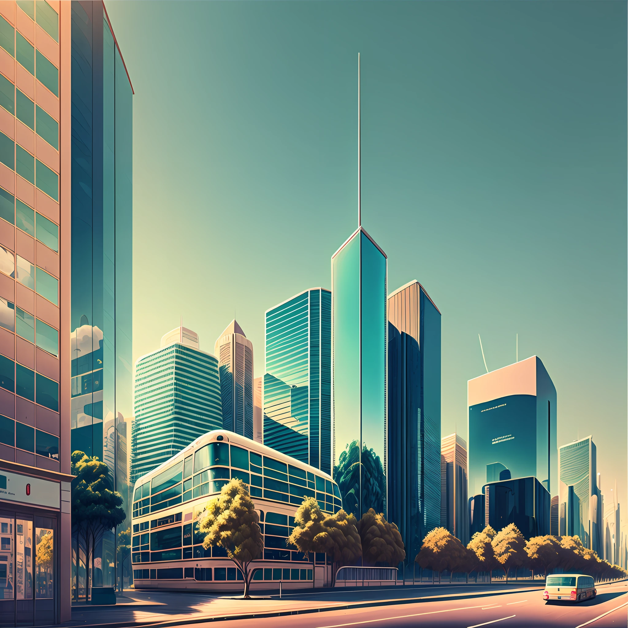 Bus, avenue, clear skyline, bus stop --auto --s2
