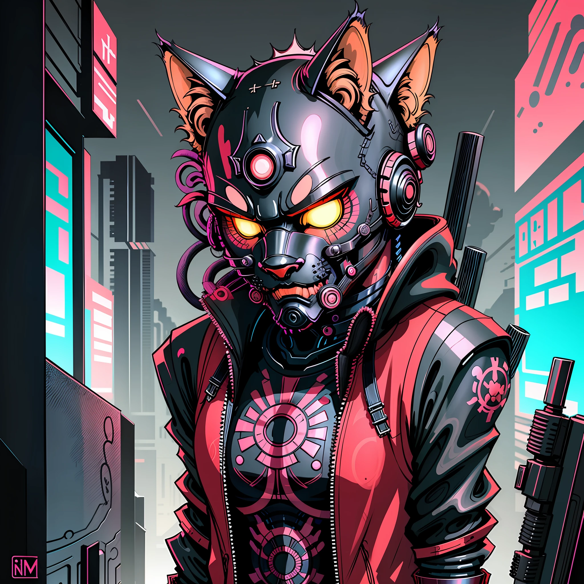 cat style in 0mib cyberpunk anime