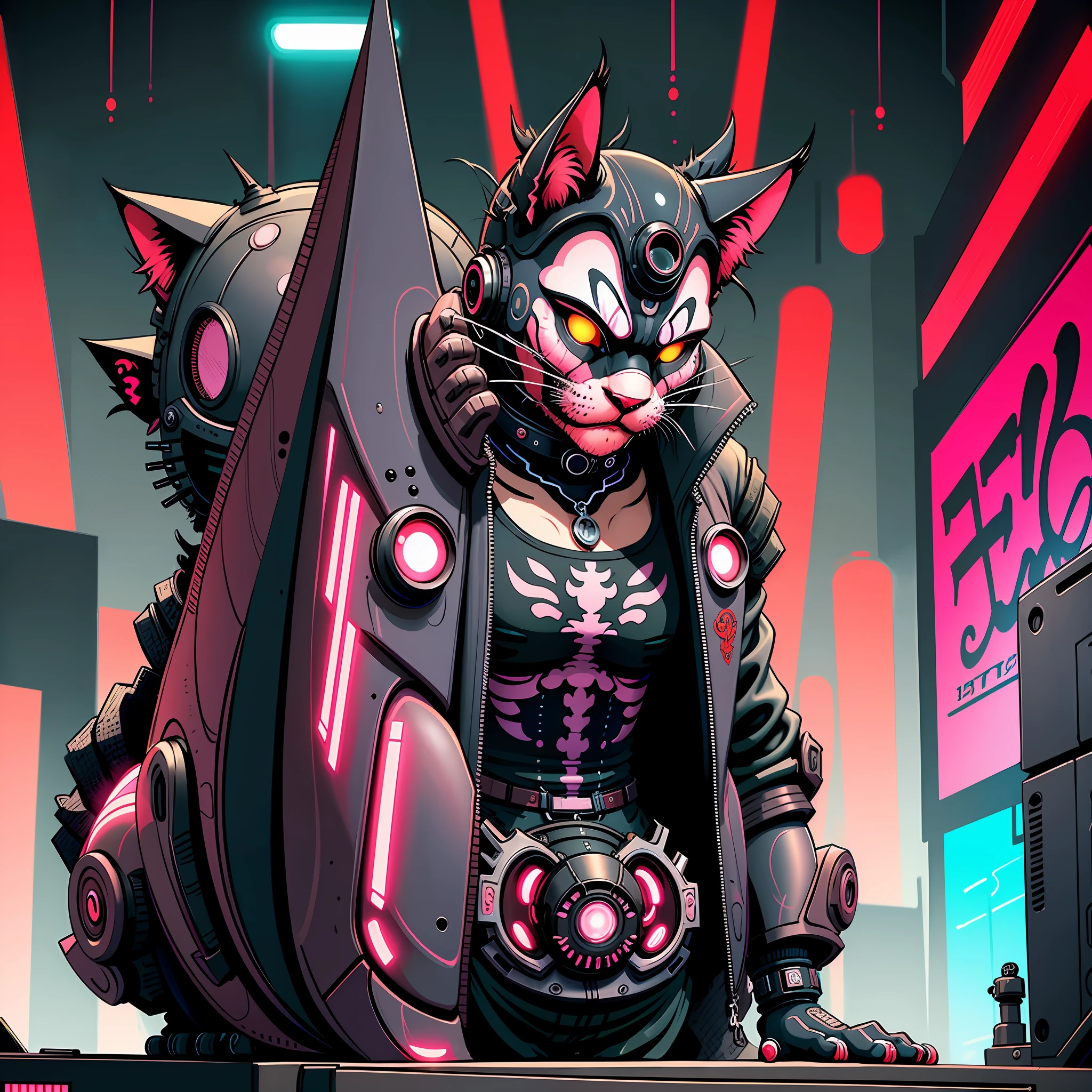 cat style in 0mib cyberpunk anime