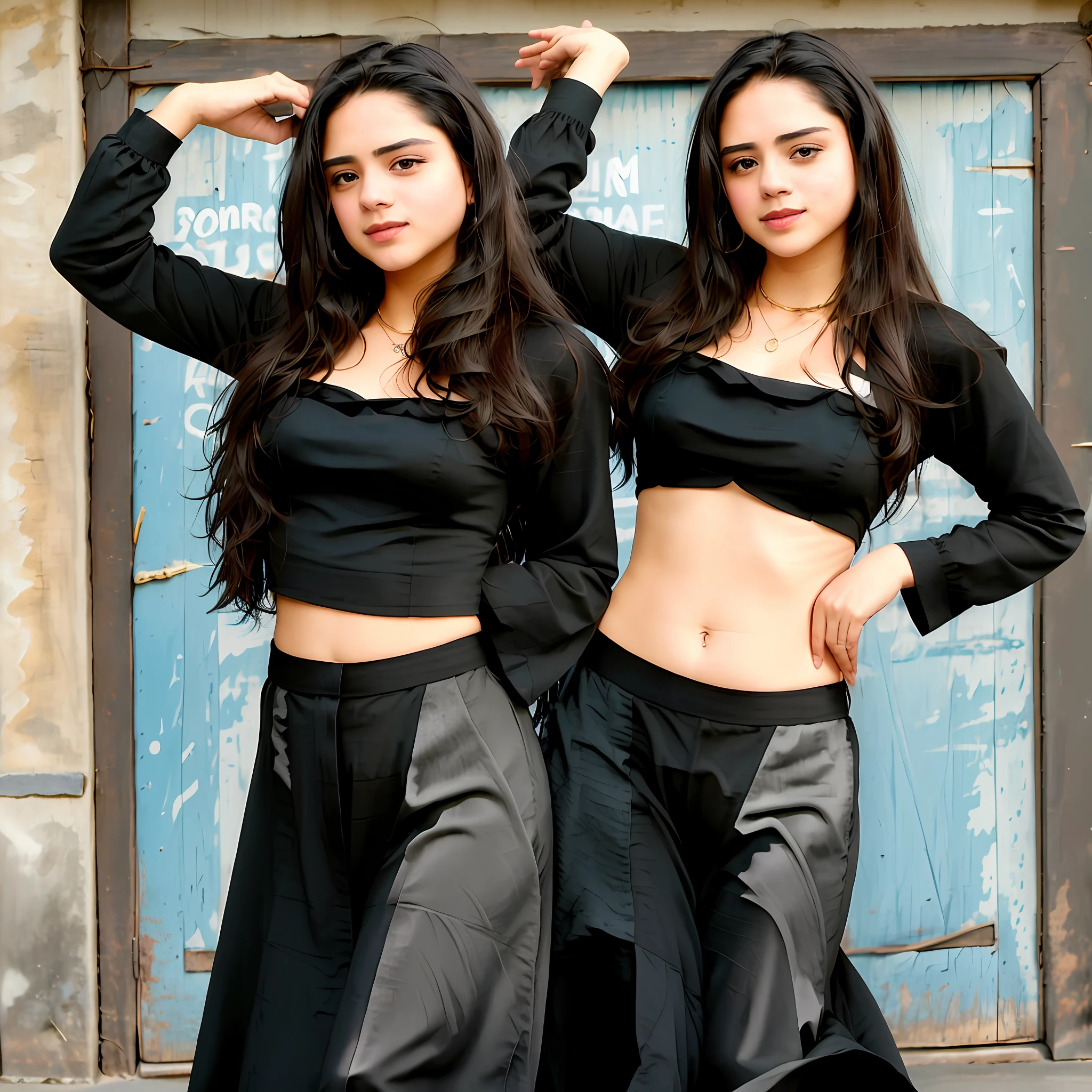 Beauty with semi-long black hair dancing Guatemalan dance
