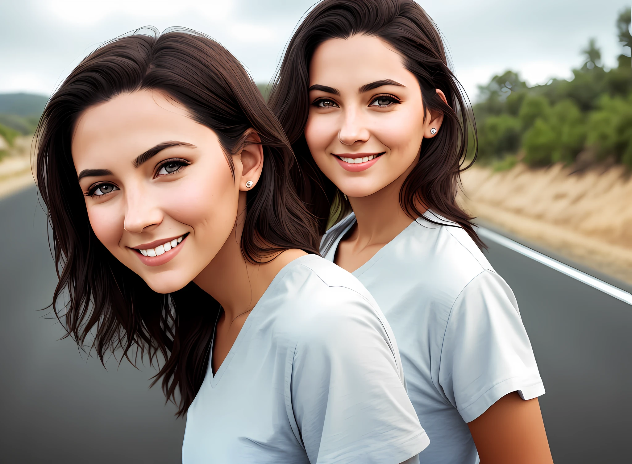 woman,(looking at viewer),(smiling:1.1),(skindentation), road,motor vehicle, 
standing,looking at viewer, 
photo referenced,best quality, ultra high res, (photorealistic:1.4),  (detailed face and eyes),