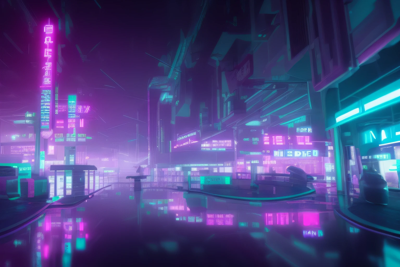 Neon foggy futuristic Auckland city octane render wvebg1