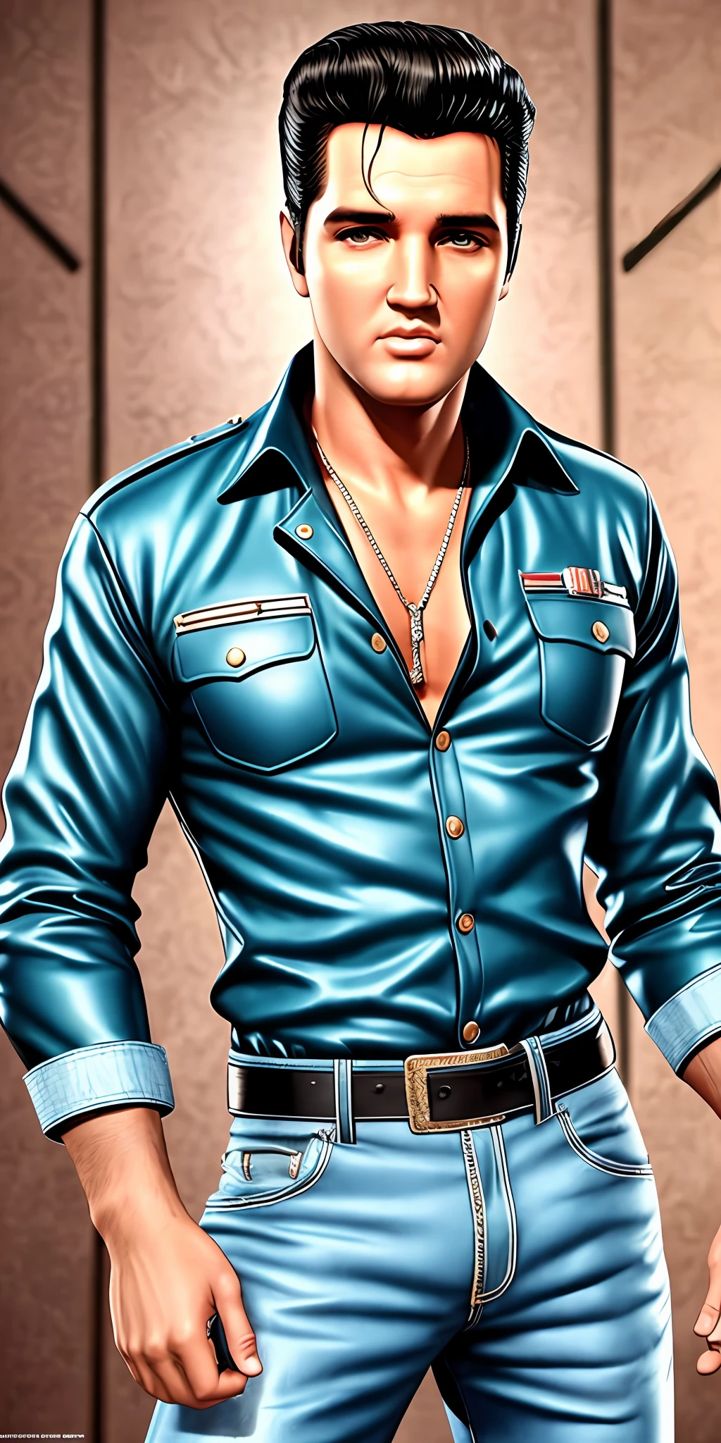 man, photo realistic, detailed, upper body, 50's, Elvis Presley, HD, best quality --auto --s2