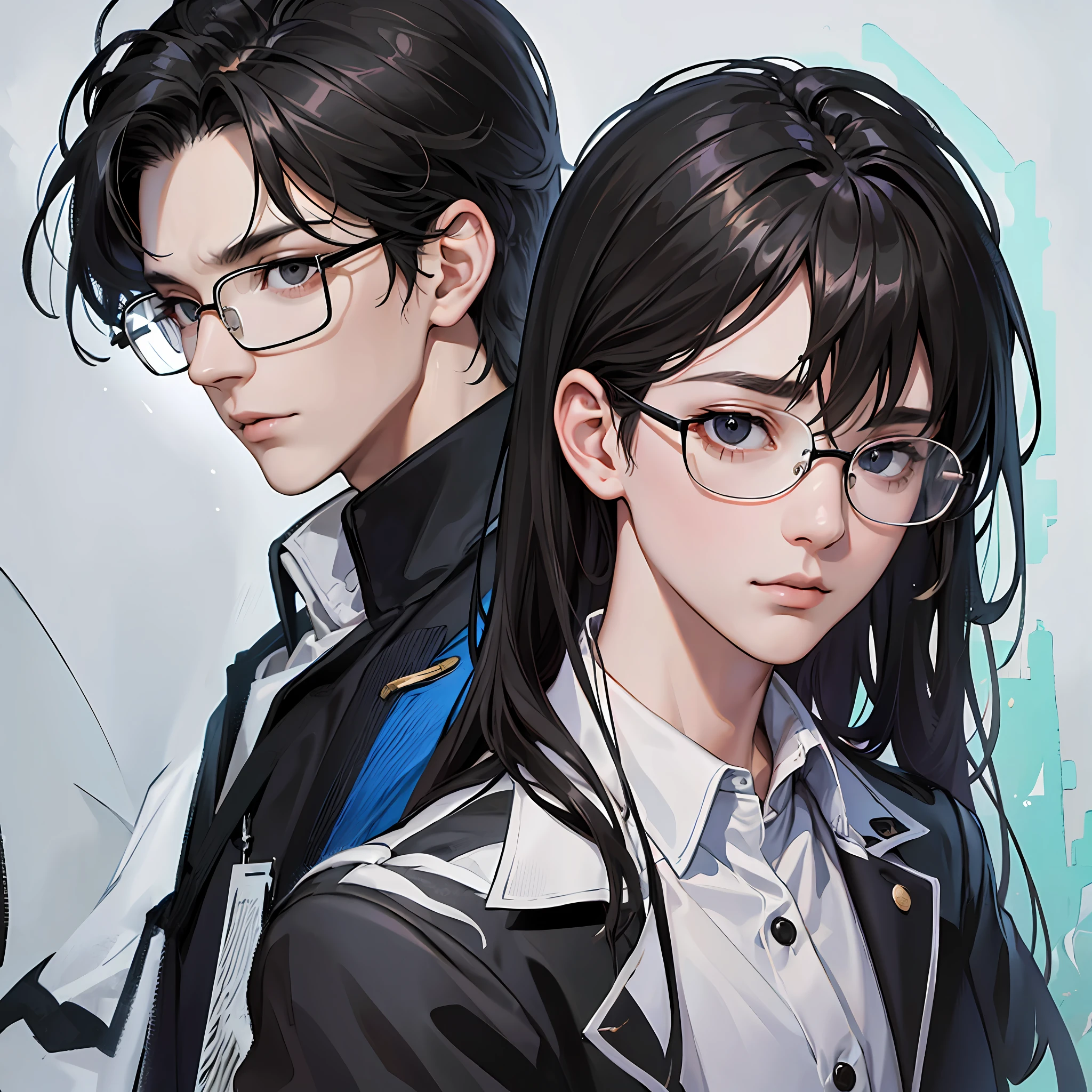 Top quality, masterpiece, 4k, detail, detail, detail, face, gerbourg, pixiv, male, Japan, blindfolded, long bangs, lazy eyes, dead eyes, slender eyes, mossy, not cool, glasses, delicate features, black hair, black eyes, yin kya, brooding, subservient, beauty, youth, school, school run, uniform, dark look, sober, simple clothes, sick, mentally unstable, hair disheveled, --auto --s2