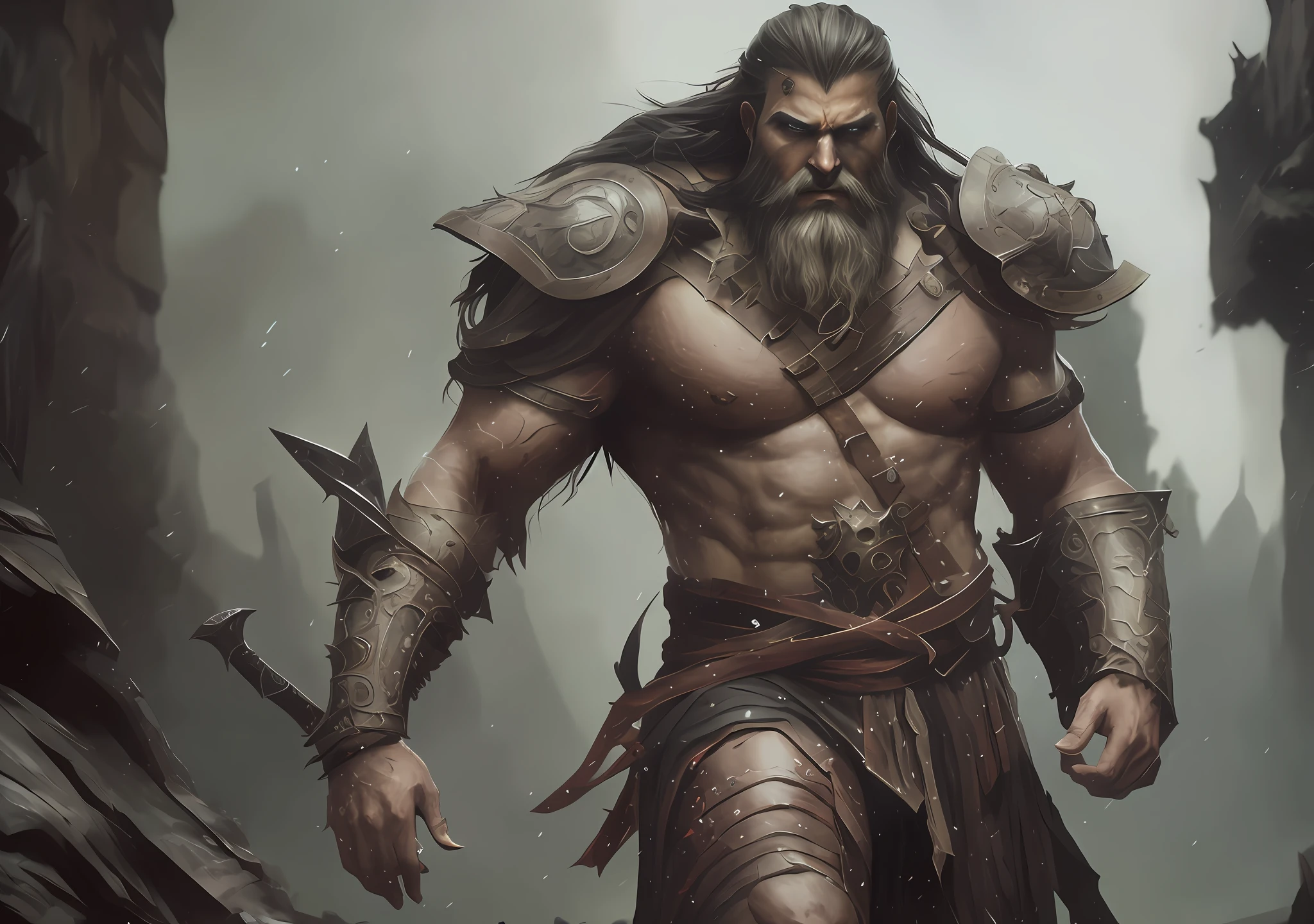 Arafed man with beard and sword in a desert, barbarian class, epic fantasy character art, image of an adult male warrior, Goliath the Bible giant, barbarian man, barbarian, barbarian warrior, Tyler Edlin fantasy art, 4k fantasy art, heroic fantasy character concept, amazing 8k character concept art, male warrior,  Fantasy character art, 8k fantasy art