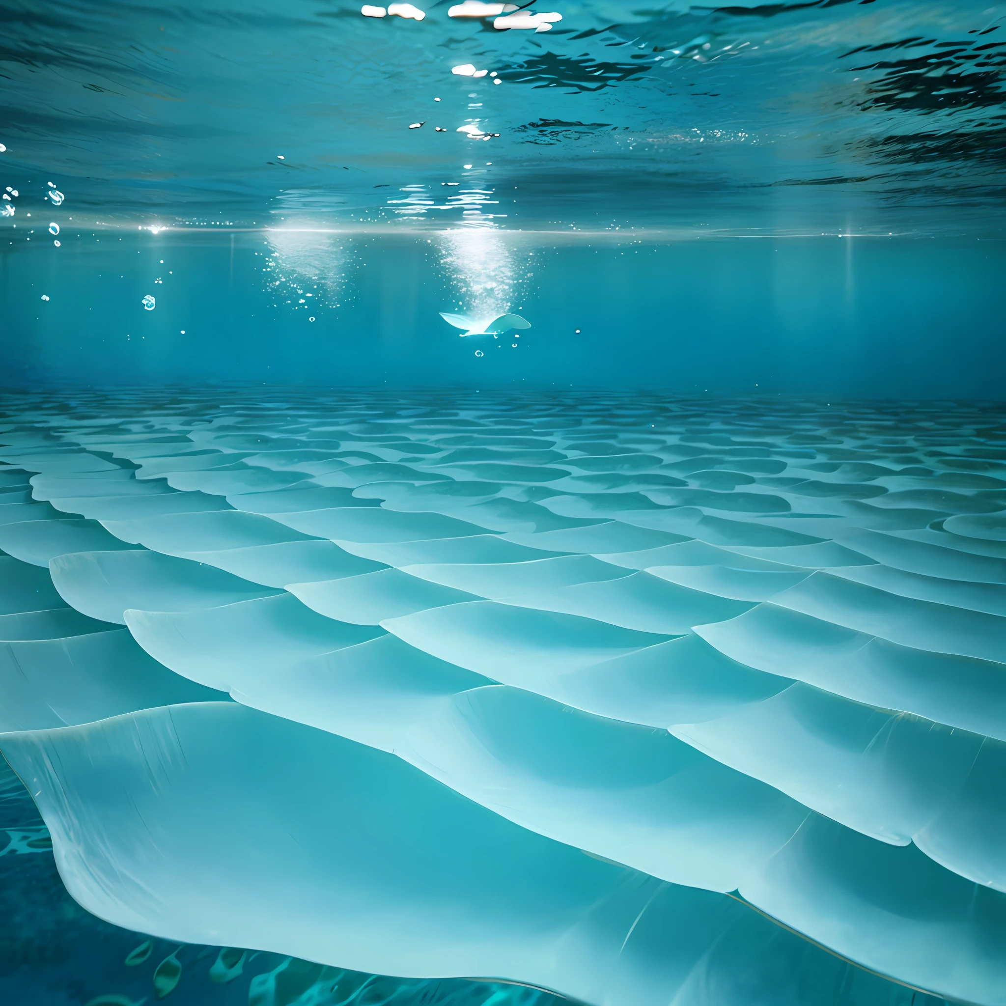 water liliesand pads crystalline water hyperrealistic gentle breeze underwater ripples