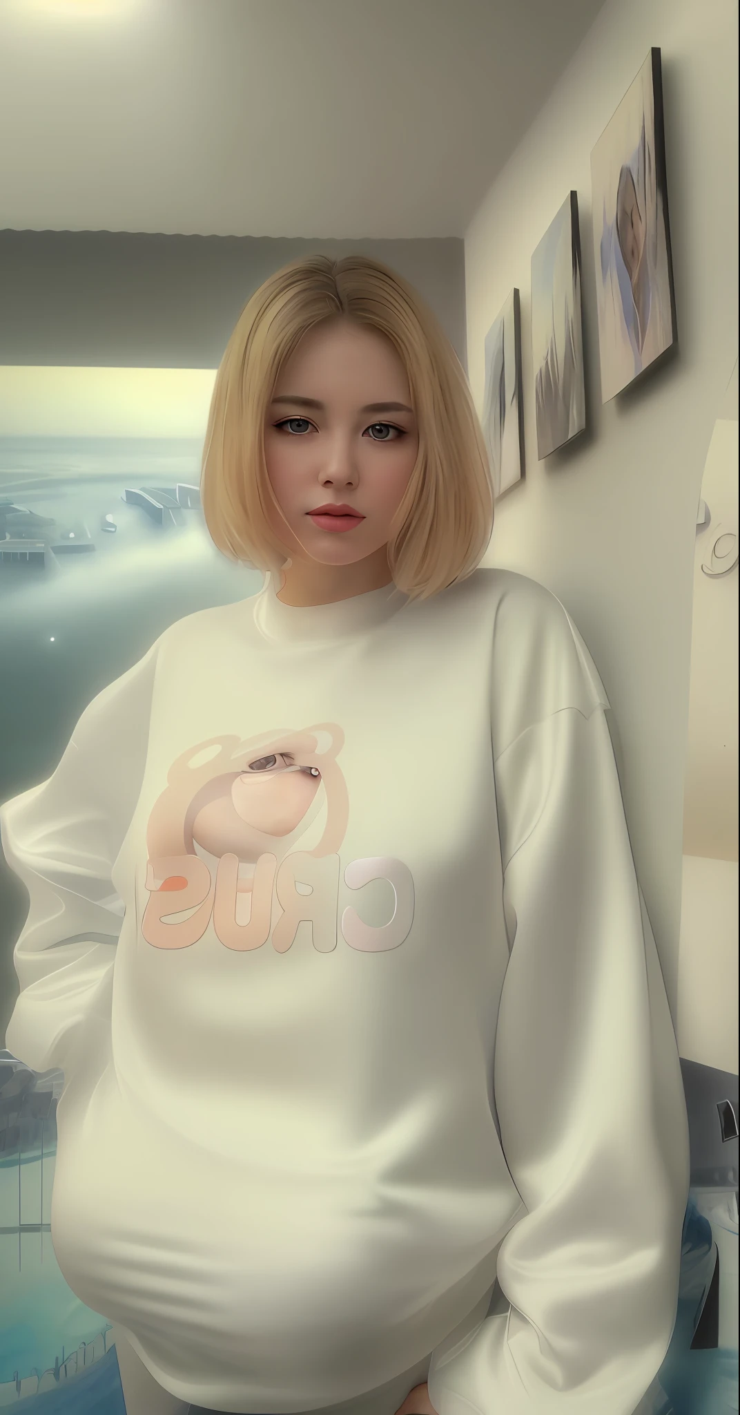 Photo Realistic, Realistic. 1girl realistic, skin realistic, big boobs, detailed eye makeup, puffy eyes, solo, sharp focus, volumetric fog, 8k uhd, dslr, high quality, film grain, photorealism, lomography, absurd res, high res, (masterpiece:1.4), ultra-detailed, 1girl, from above, space, floating,