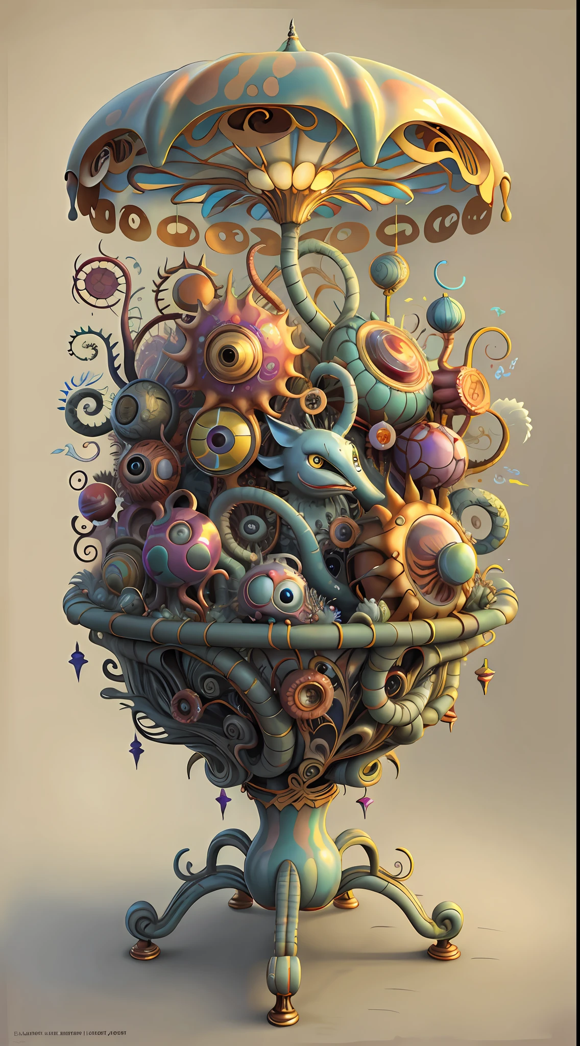 (best quality: 1.4), (masterpiece: 1.2), detailed, complex, high resolution, iridescent colors, A charming and fascinating creature with otherworldly forms that blend the best aspects of the monster human form and the innocent charm of a precocious , scales, wings, blue, texture, complex, gorgeous, 3D, highly detailed, decorative style, Tim Burton, Dale Chihuly, Bruce Zheng, Cyril Rolando, H. R. Giger $plastic$ Grid: Real Lenoid afremov style, wet, fire