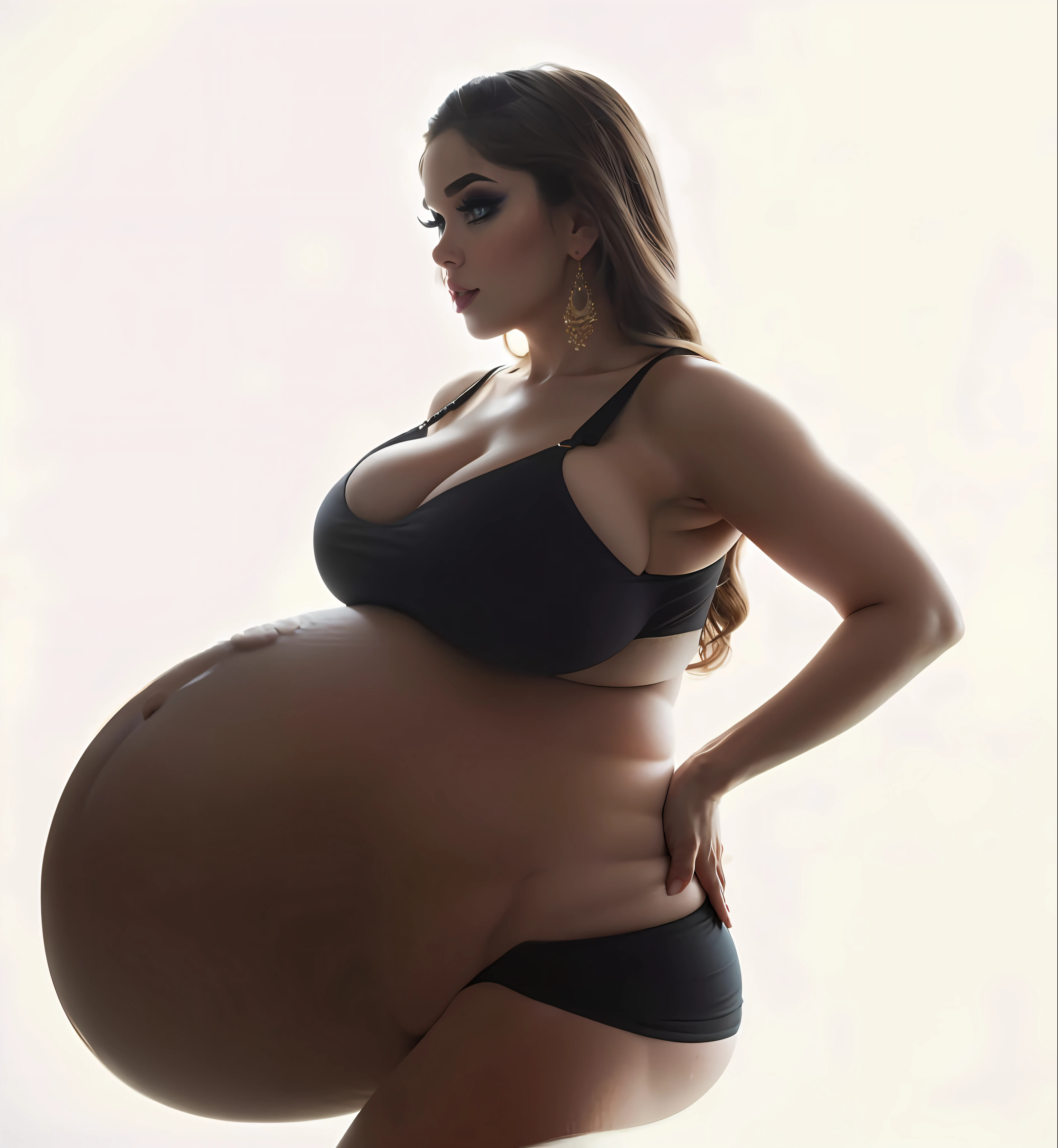 beautiful pregnant woman, beautiful busty woman, amazing stunningly beautiful, most beautiful women ever, enormous natural breasts, voluptuous, deep cleavage, beautiful busty model, sexy, enormous massive huge big boobs, gorgeous face, bright big eyes, sexy makeup, wavy hair, enormous round pregnant belly, massive huge pregnant belly, huge pregnant belly, enormous pregnant belly