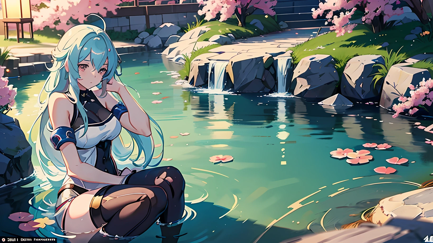 anime girl laying in water with her legs crossed, seductive anime girl, guweiz, anime girl walking on water, beautiful anime girl squatting, kantai collection style, trending on cgstation, smooth anime cg art, beautiful alluring anime , 4k anime wallpaper, fine details. girls frontline, beautiful anime girl, anime wallaper, anime art wallpaper 4k