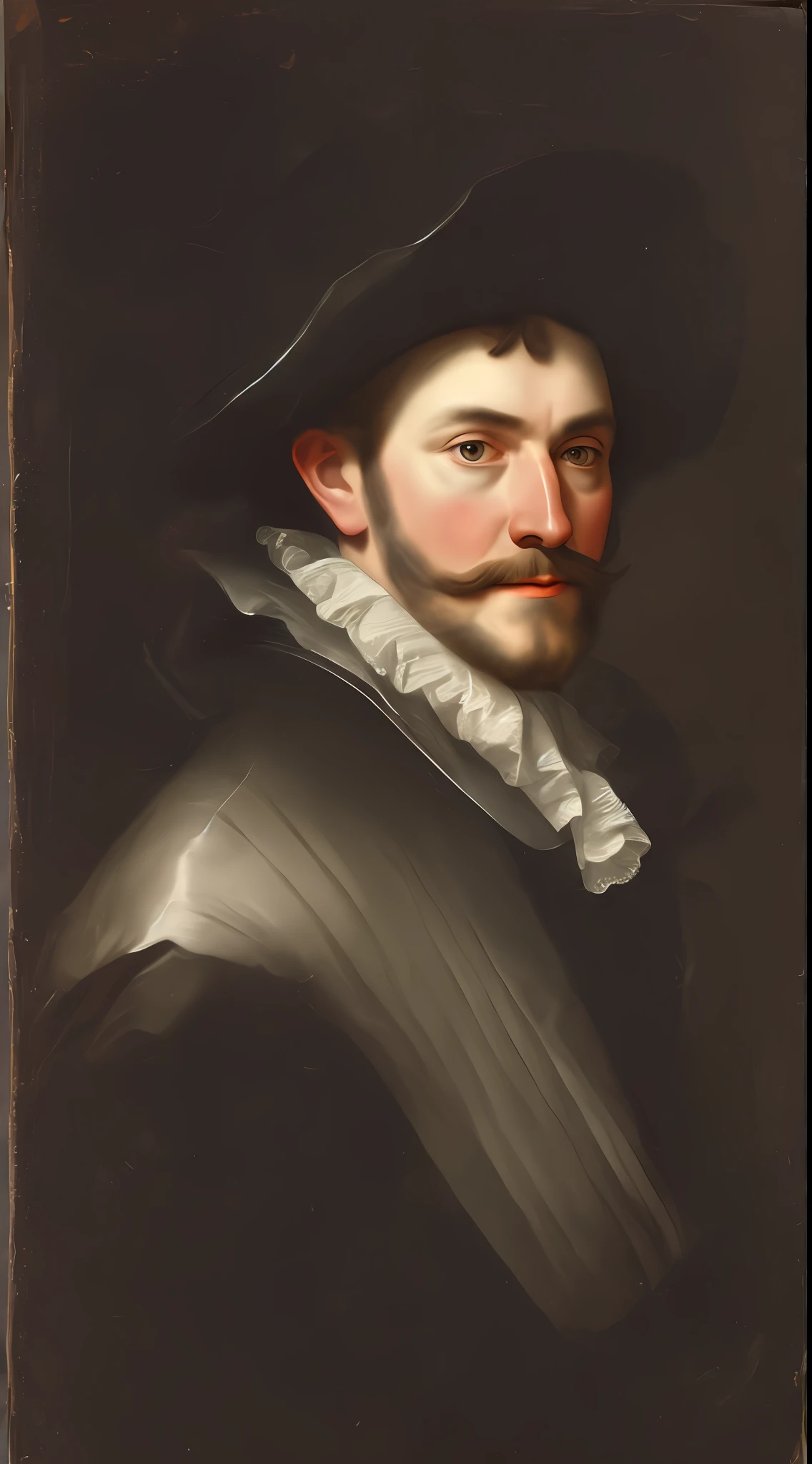 by Govert Flinck, portrait of 17th century English male aristocrat wearing black cuirass, posing, high resolution, masterpiece, detailed face, detailed body,HD,