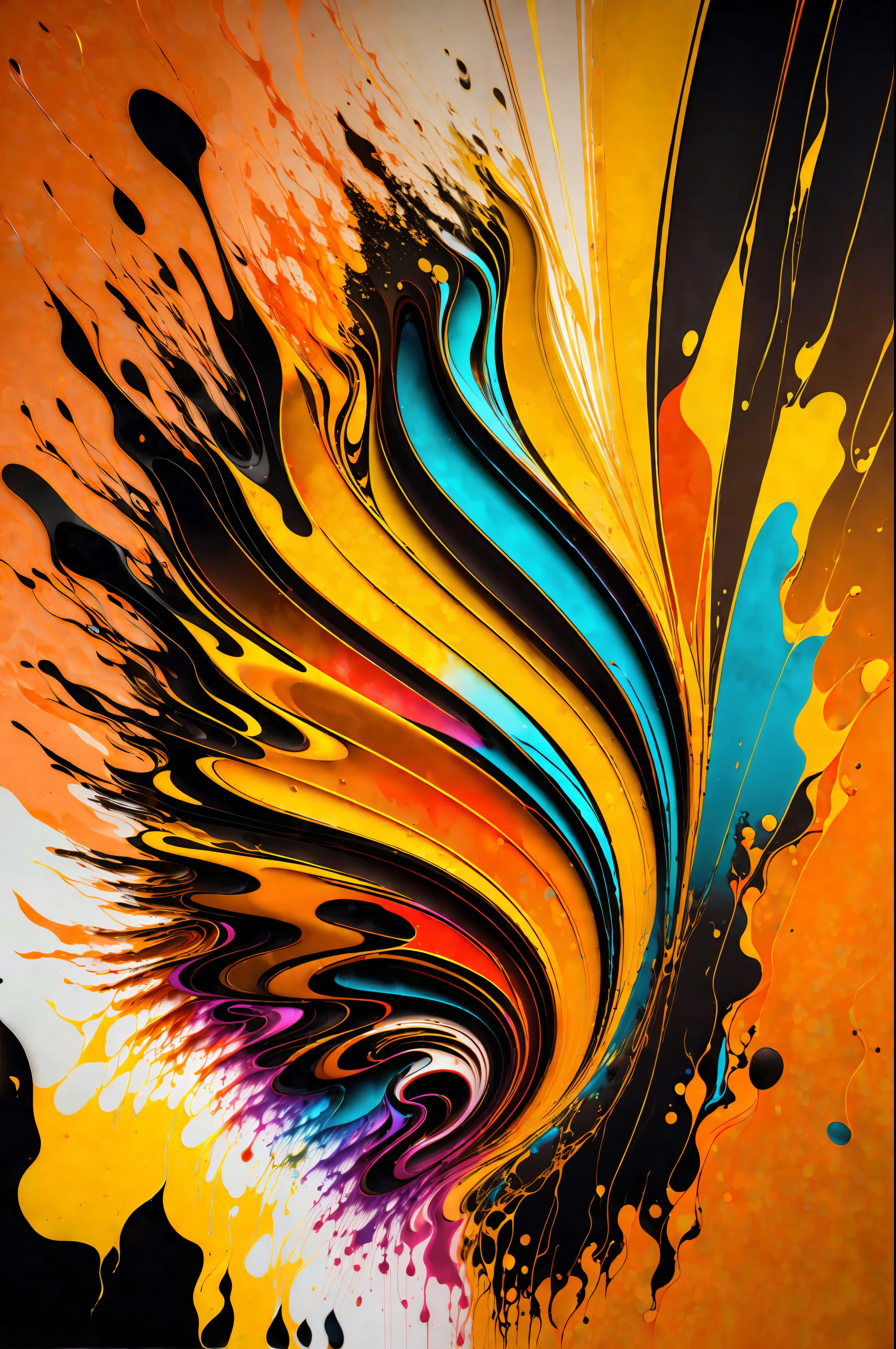 (abstract art 3D:1.2), vibrant color mix brown, ochre, gold, white and black and phosphorecent, 3D cells, "high-relief vivid brushstrokes", fluid paint technique, acrylic paint (whirlpool:0.8), subsurface glare, psychedelic lighting, stunning glow, scattering effects,(awarded by Alberto Seveso:1.3)