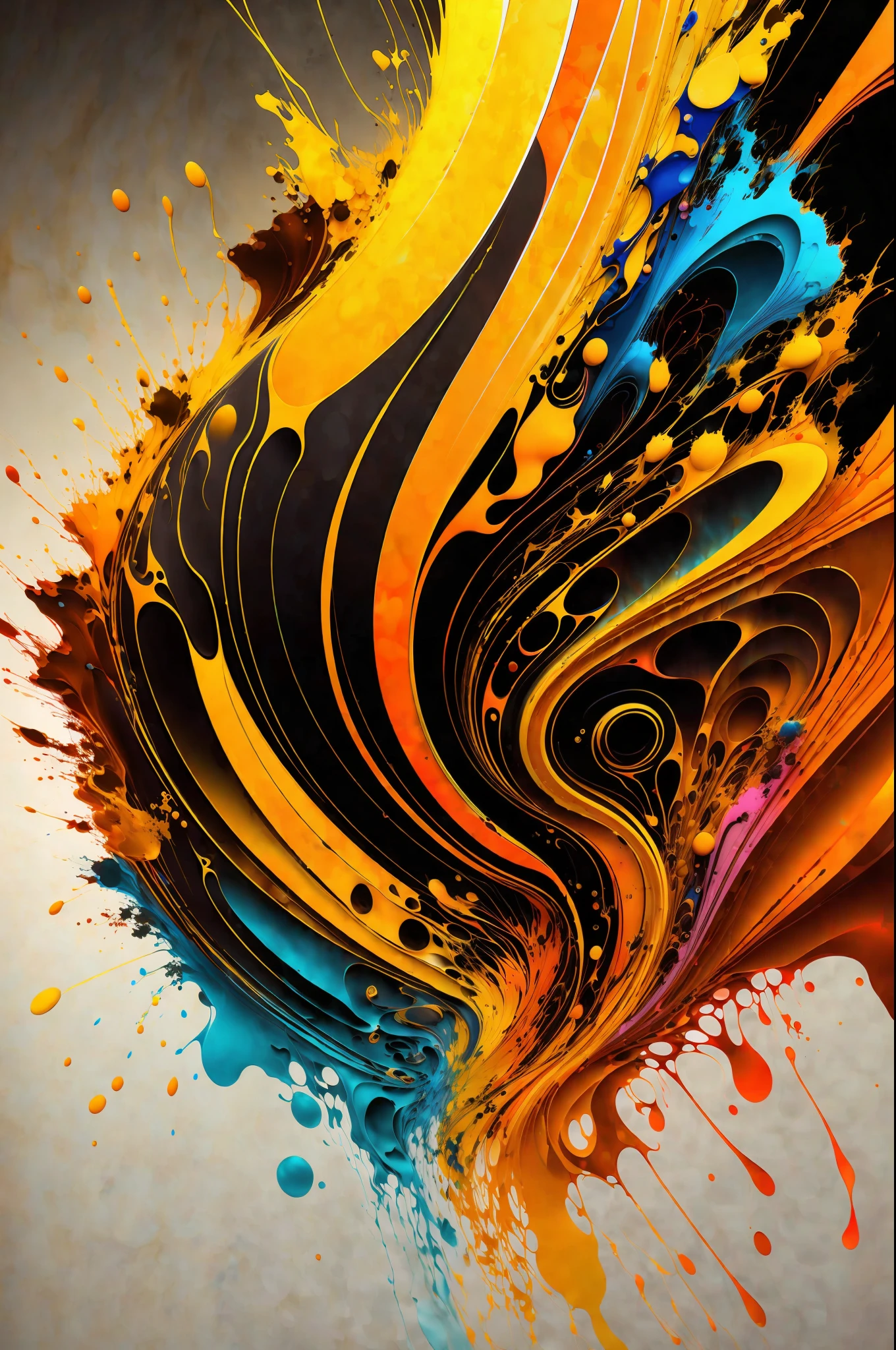 (abstract art 3D:1.2), vibrant color mix brown,ochre,gold,white and black and phosphorecent,3D cells,"vivid brushstrokes of high relief", fluid paint technique,(whirlpool:0.8),subsurface glare, psychedelic lighting, stunning glow, scattering effects,(awarded by Alberto Seveso:1.3)