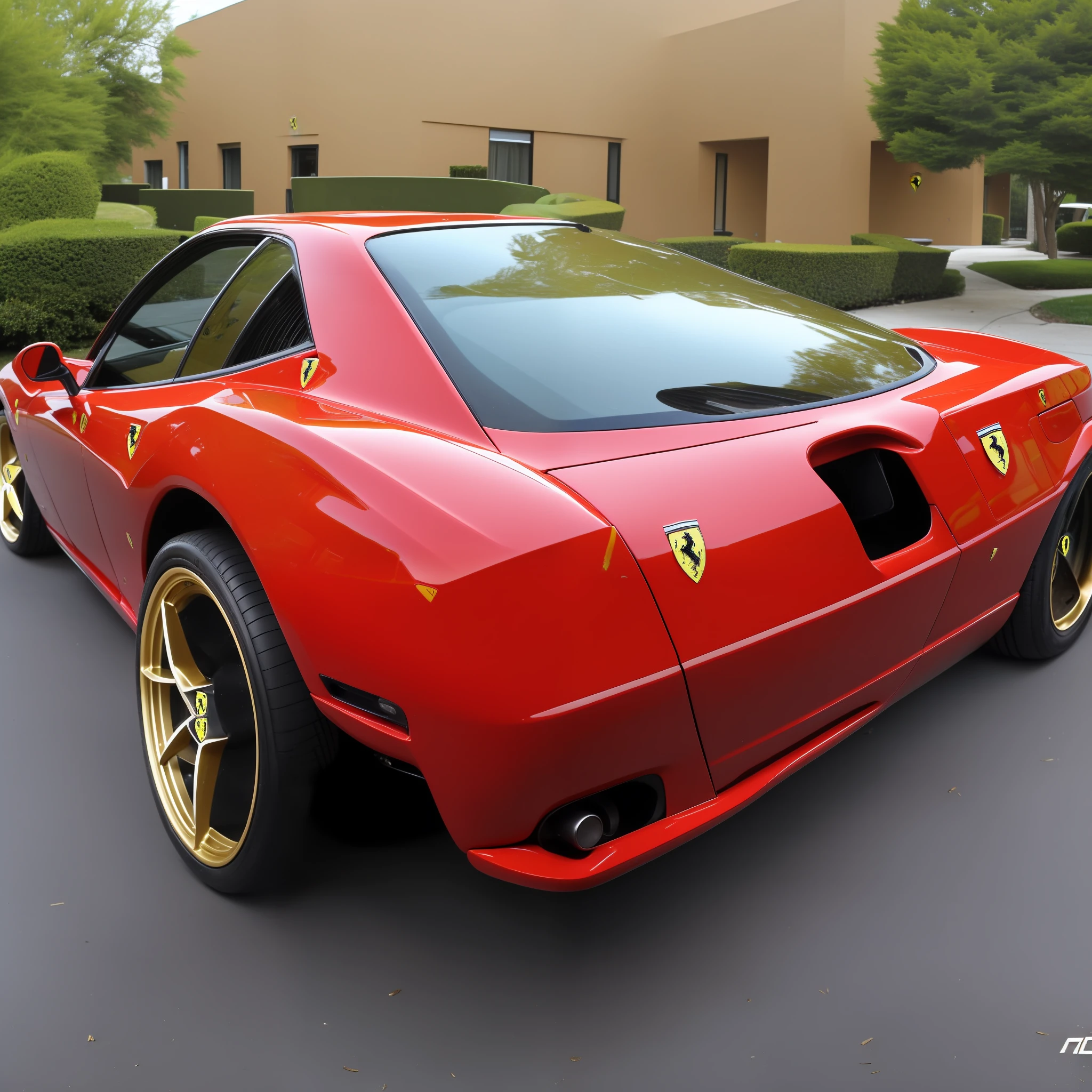 (photo:1.5) of a (Ferrari:1.2) with wheels (gold:0.9) --auto --s2
