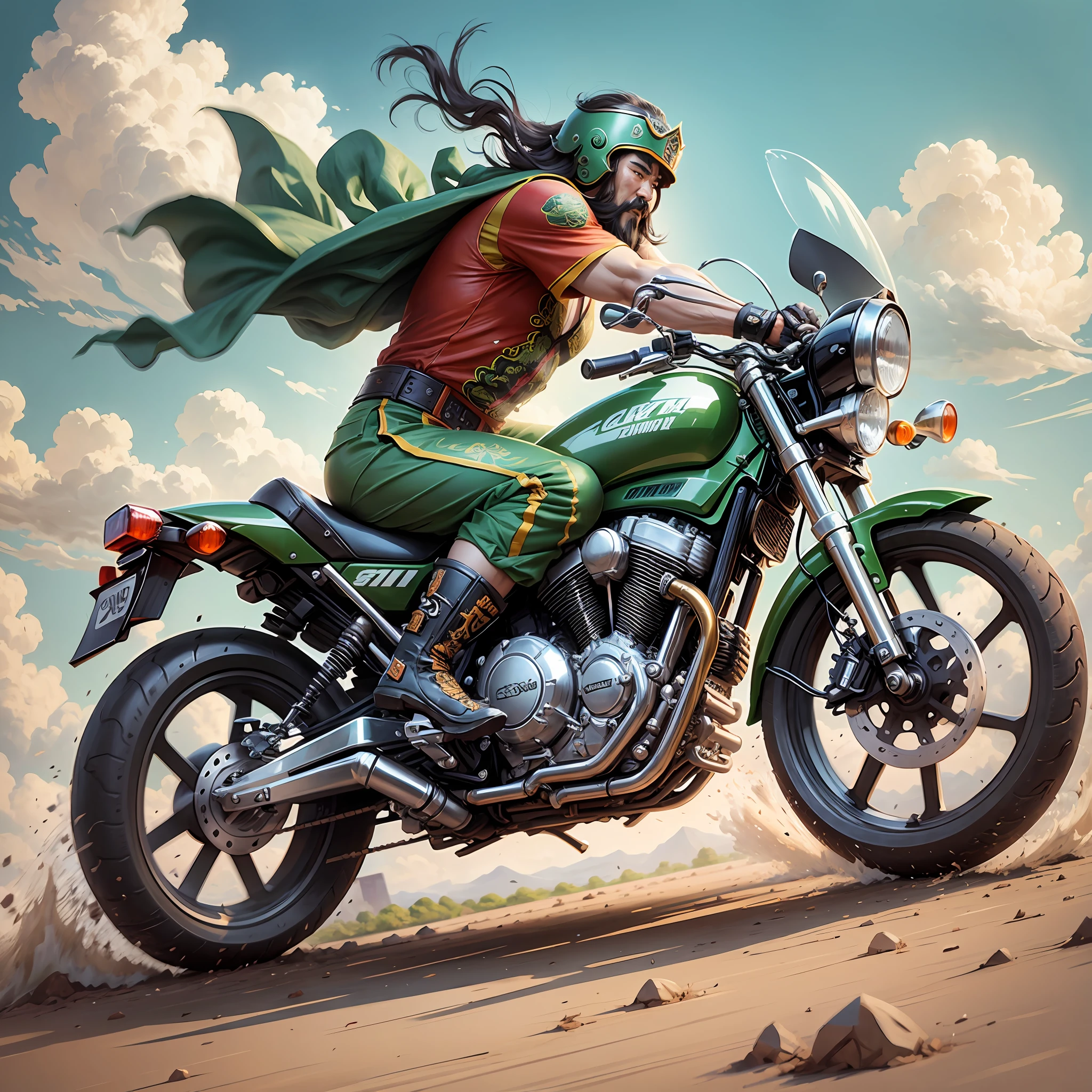 Guan Yu riding a motorcycle and running wildly --auto --s2