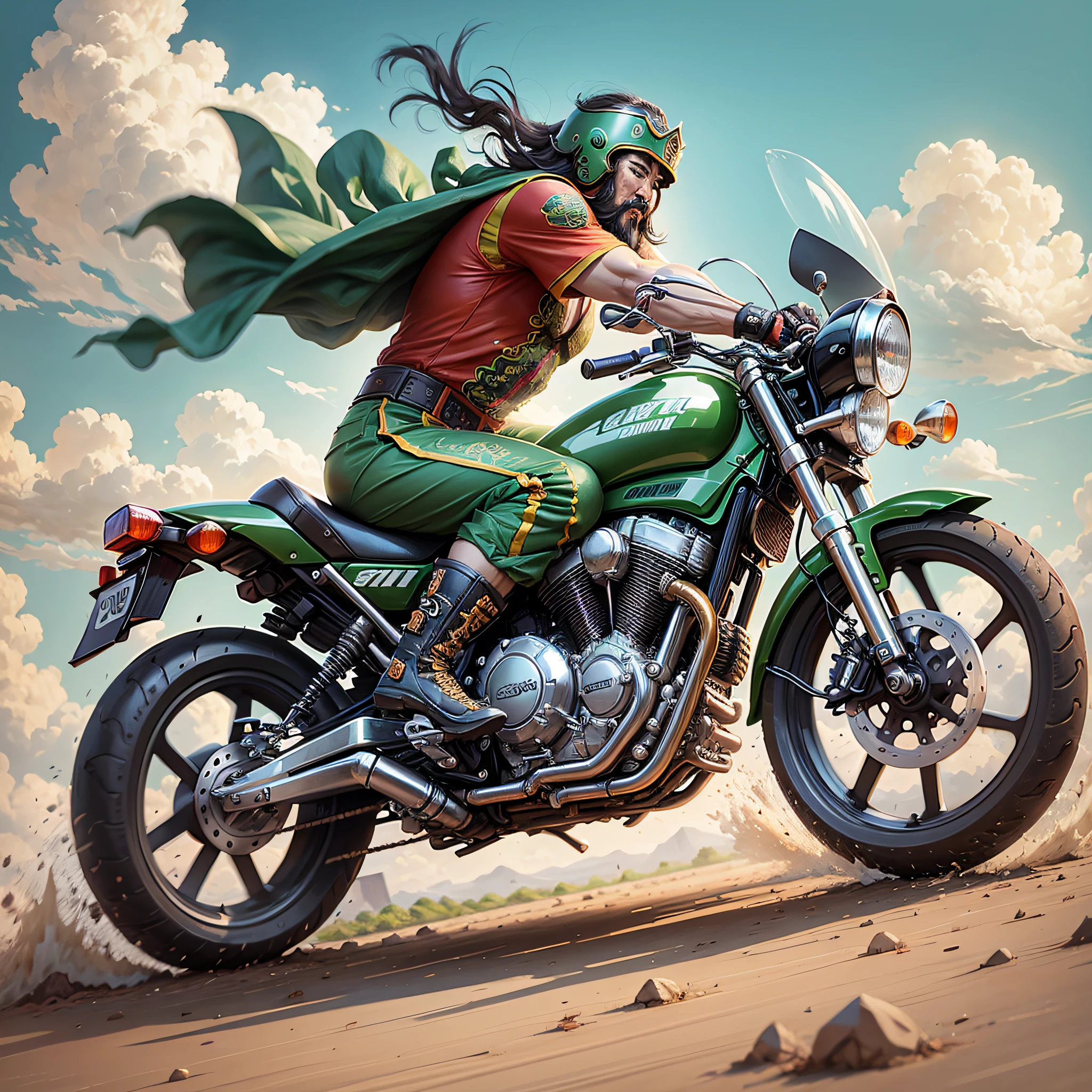 Guan Yu riding a motorcycle and running wildly --auto --s2