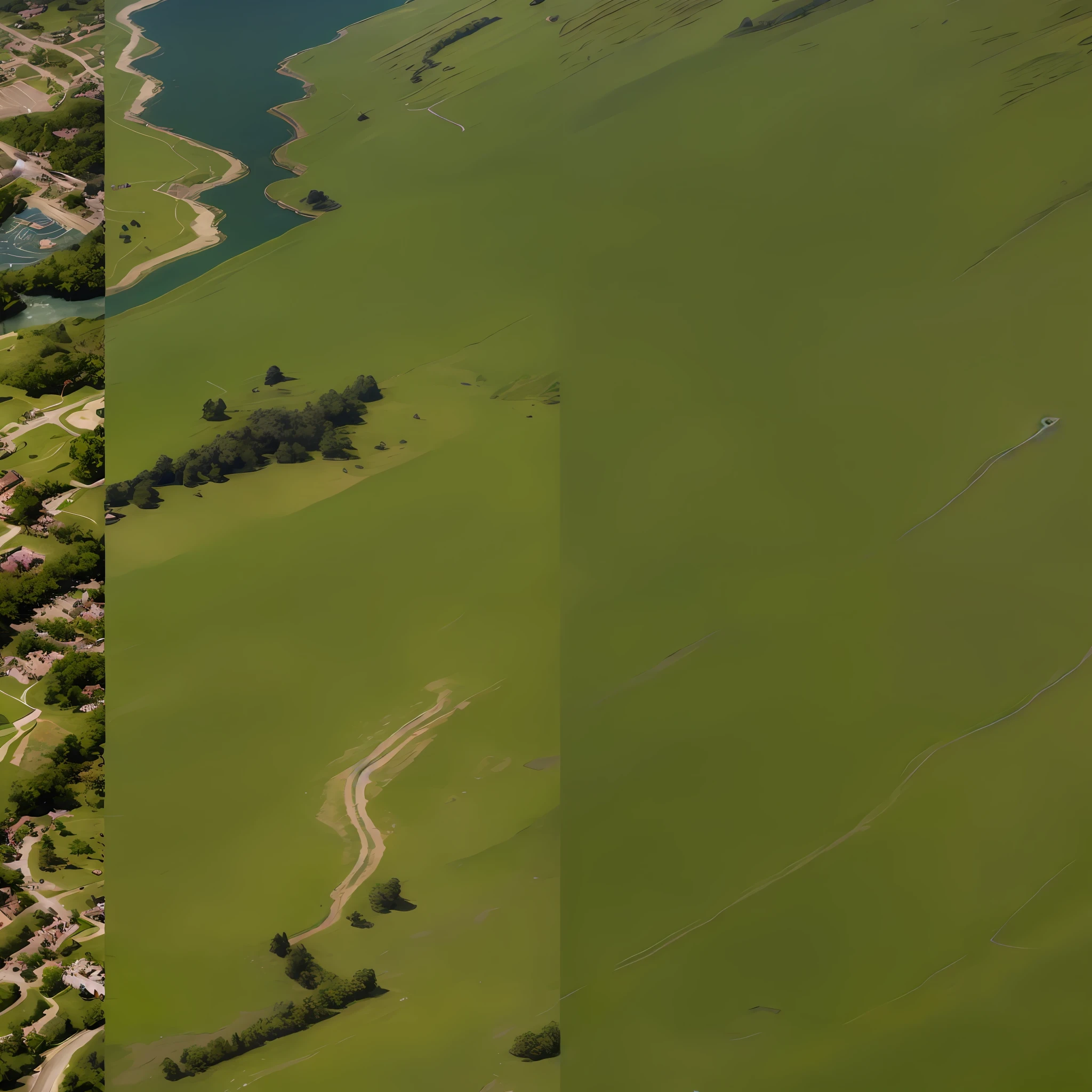 araffes in a field with a river and a forest, steam shop maps, no trees, hyper detailed, zoom out very far, game map, grassy plains, coastline, highly detailed terrain, an extensive grassy plain, entire city visible, detailed scenery — Width 672, highly detailed maps, simple fantasy maps, r/battlemaps, detailed terrain, rocky walls of river channels, half with trees and half without trees