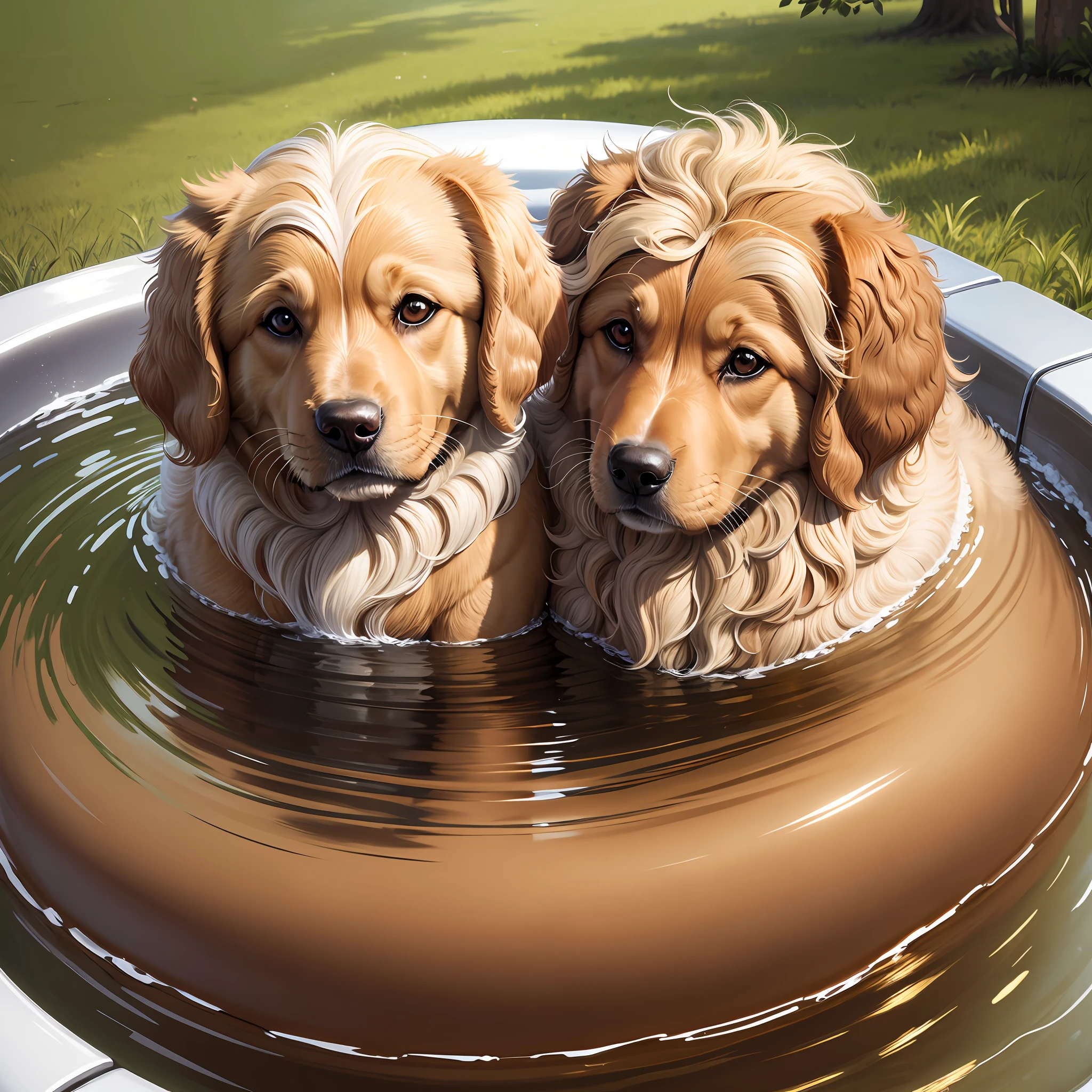 Dog, bath,3 breed golden.