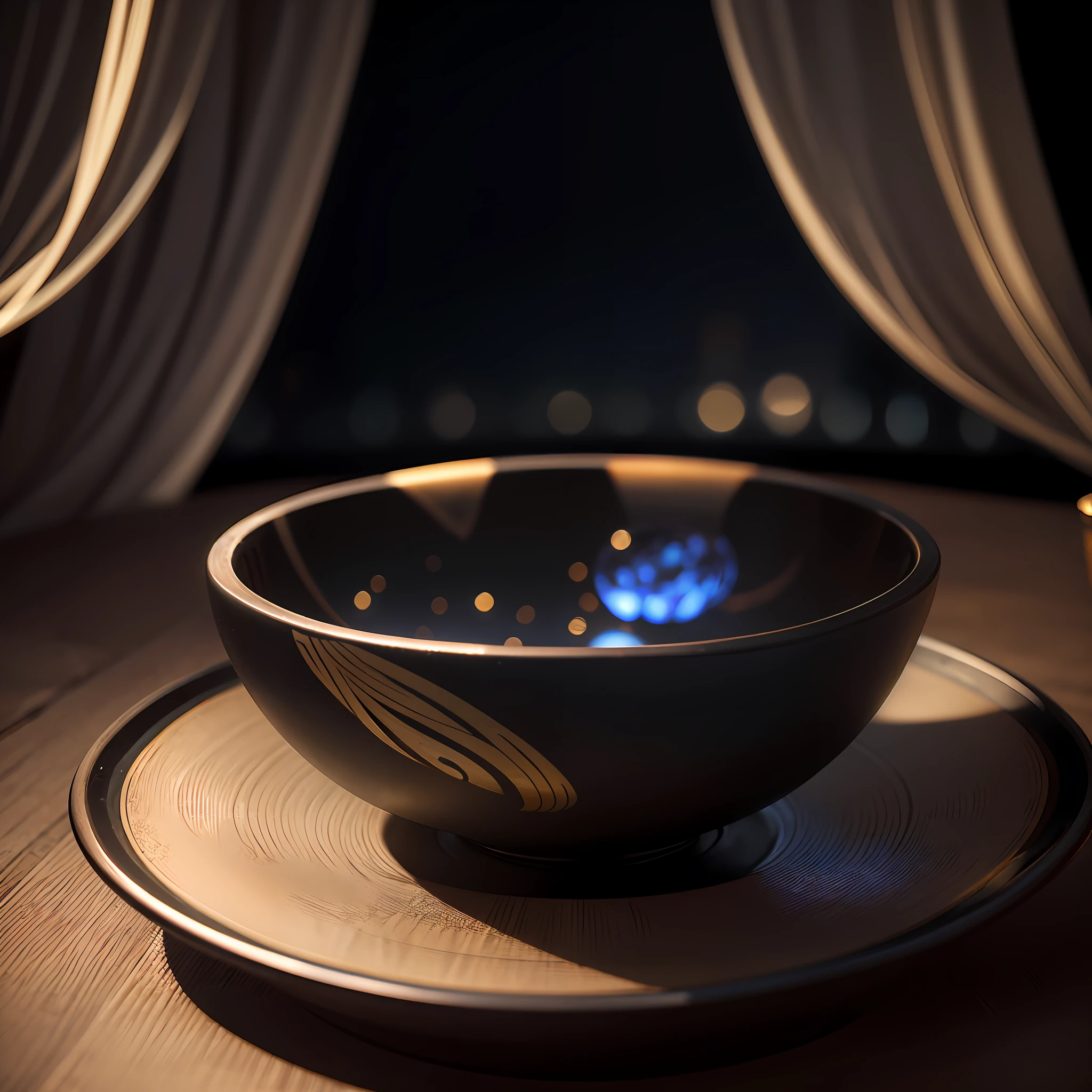 Bowl World, Zongzi, Night, Night Scene, Outside the Window, Night Light, Curtains, Carved Black Marble Dining Table, Glass Table, Depth of Field , ((blurred background)),
Masterpiece, the best quality, super delicate, --auto --s2