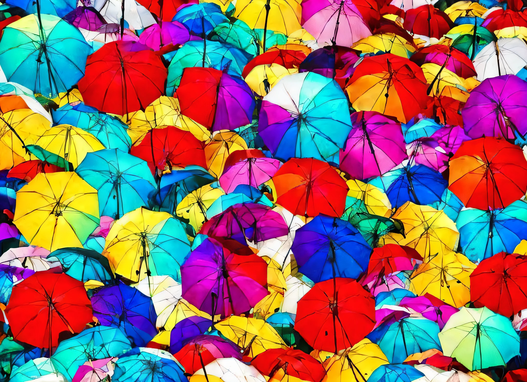 Umbrellas, blend of natural patterns, amazing summer coloring