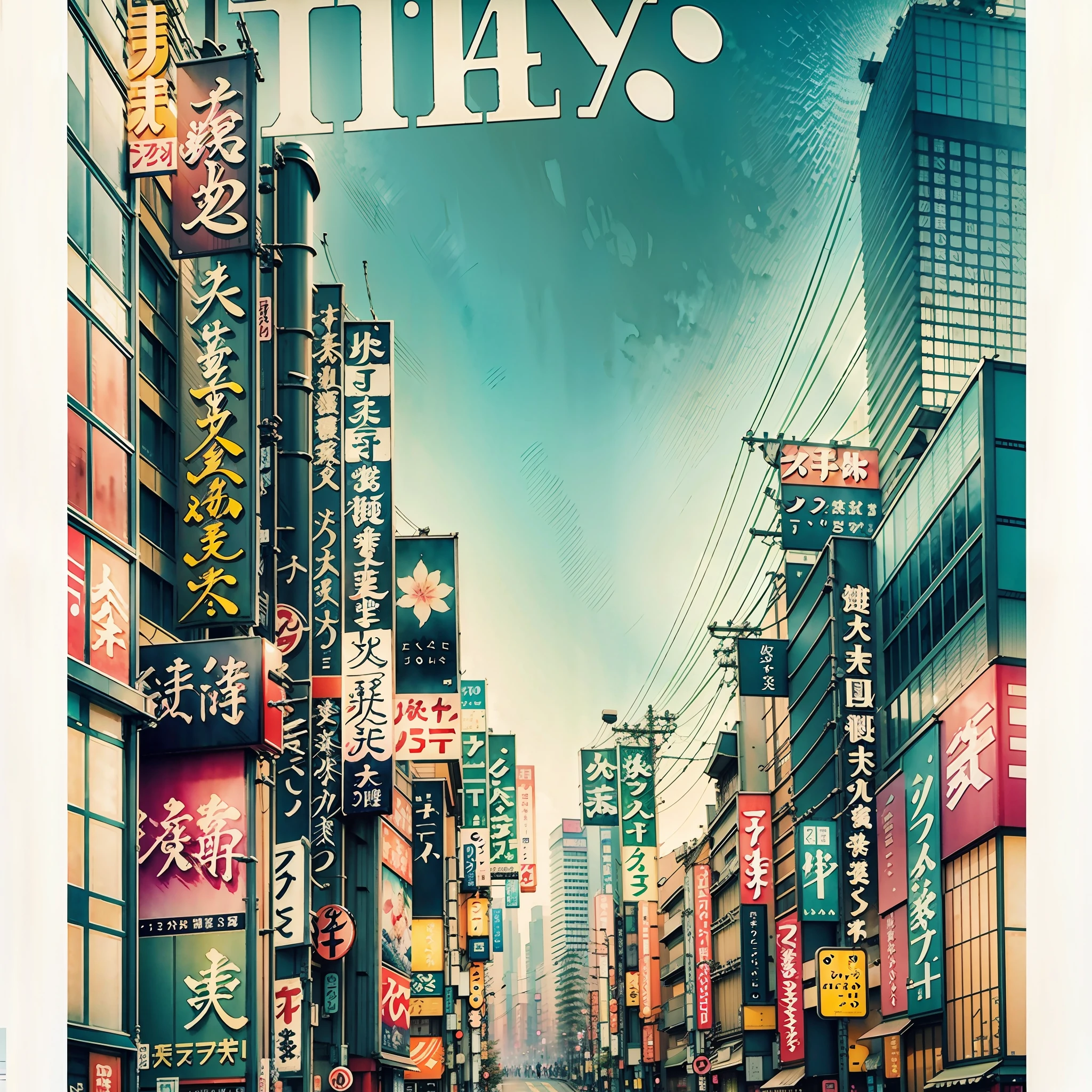 Watercolor Tokyo travel poster, pastel colors, emotion, cinematic, inspirational --ar 2:3