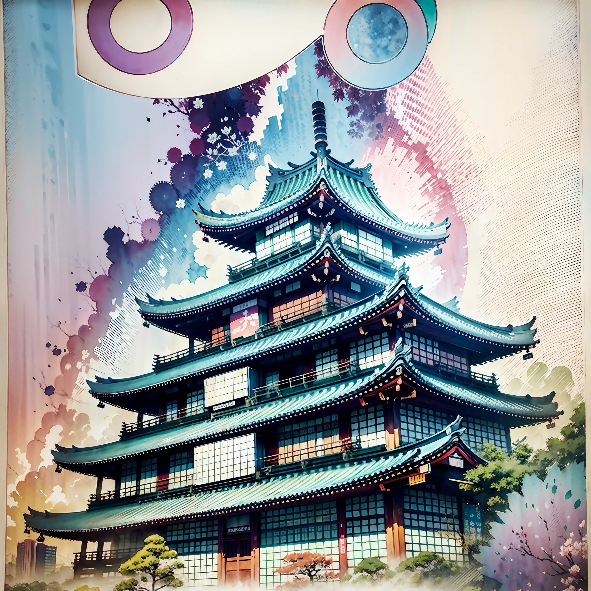 Watercolor Tokyo travel poster, pastel colors, emotion, cinematic, inspirational --ar 2:3