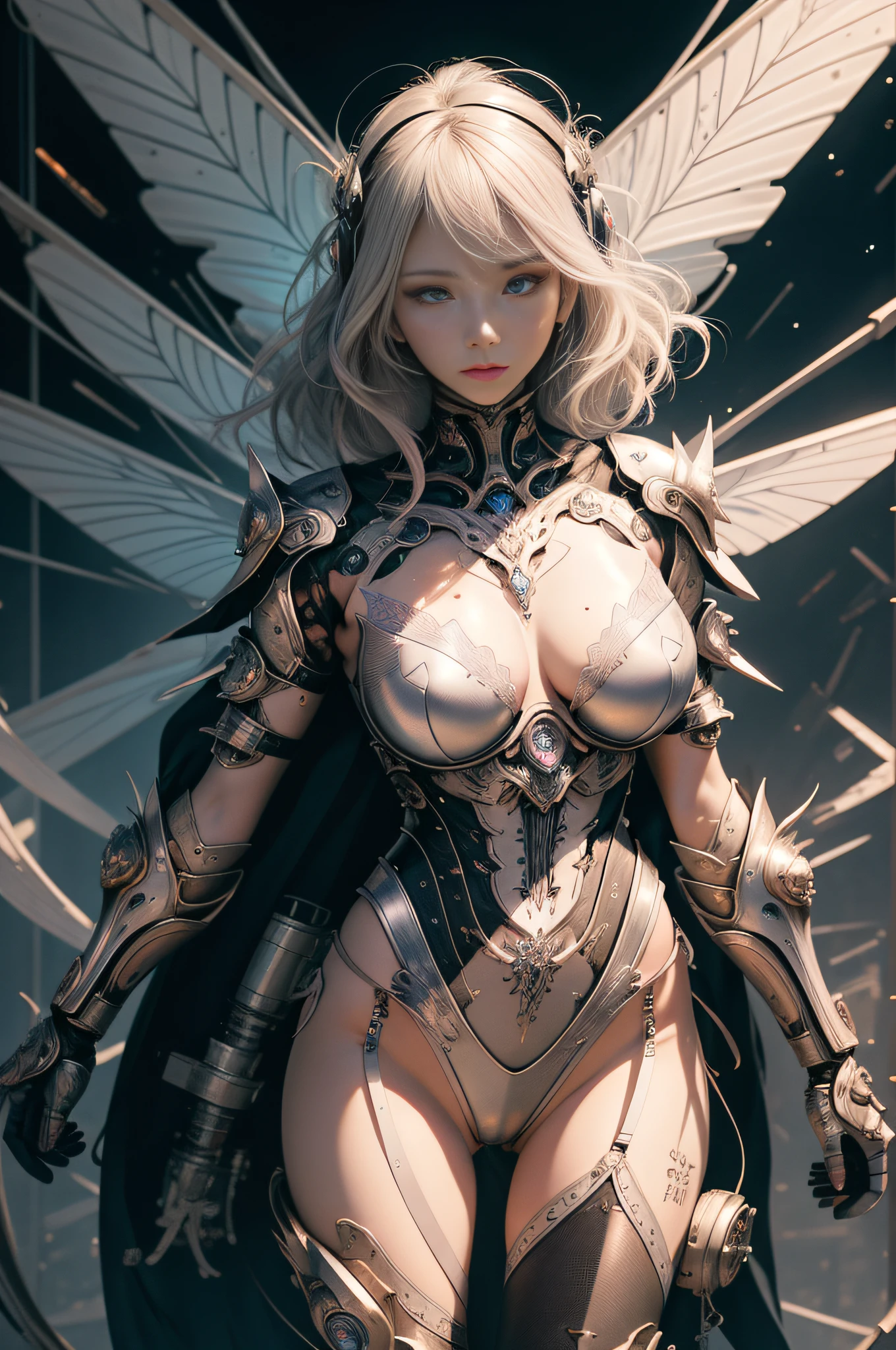 [Detailed illustrations,Art based on extremely ideal anatomy,Very detailed and detailed drawings Delicate pen touch with slow urgency,Realistic texture expression,Complex decoration,(Detail, high definition),[Detailed illustration,Art based on extremely ideal anatomy,Very detailed and detailed drawing Delicate pen touch with slow urgency,Realistic texture expression,Complex decoration,,Ideal color coordination,(( Color tressed lines)),((Accurate simulation of light-material interactions, understanding of air flow,Mechanically correct representation)),(Artwork of outstanding virtuosity)],((Fine and beautiful skin expression (transparency))),(Perfect and beautiful face,Realistic face details),(Perfect eye (Realistic eye details (Beautiful iris drawn in detail) (Sharp pupil))),( Lab Background),[HENTAI anime Girl Japanese Pretty skinny Cyborg  with voluminous wavy hair (Platinum Blonde)],((Butterfly light feather motif) Magenta pink Papillon Cyber Armor Cyber Headset) (Aurora Armor (Transparent Material),(Science Fiction Mechanical Bioengineering),[ Ultra-precision detail, High Quality, High resolution, ((Multi-layered texture)]],((Perfectly proportioned proportions)),(((Visual art with a sense of narrative)).
