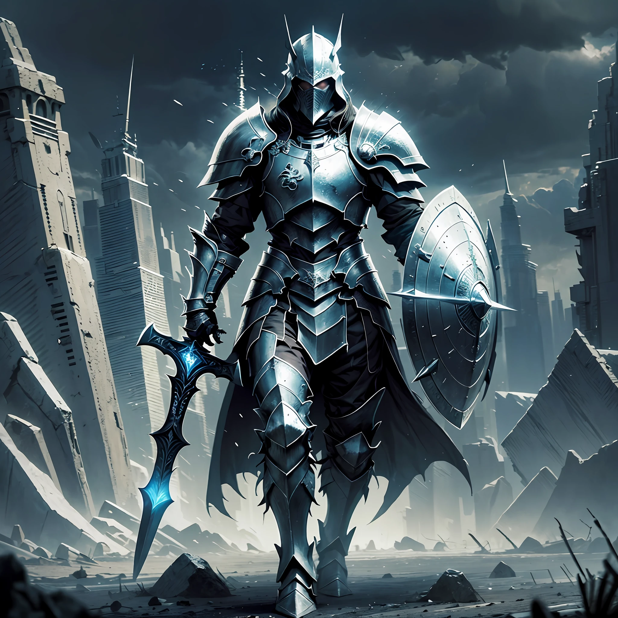 dark paladin knight, black armor, sword, holding a shield, dark, cinematic, ultra realistic, highly detailed environment, fantasy --auto --s2