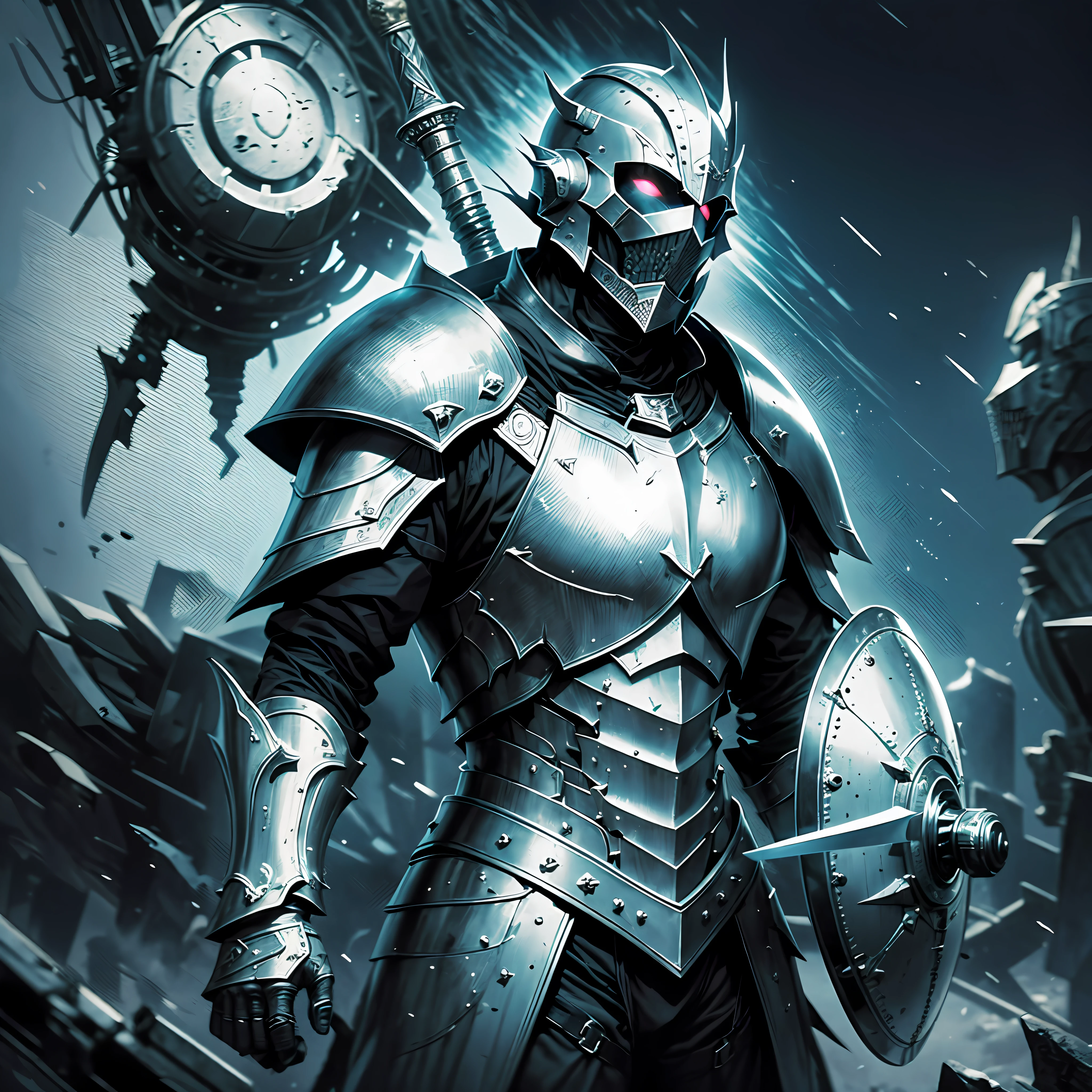 dark paladin knight, black armor, sword, holding a shield, dark, cinematic, ultra realistic, highly detailed environment, fantasy --auto --s2