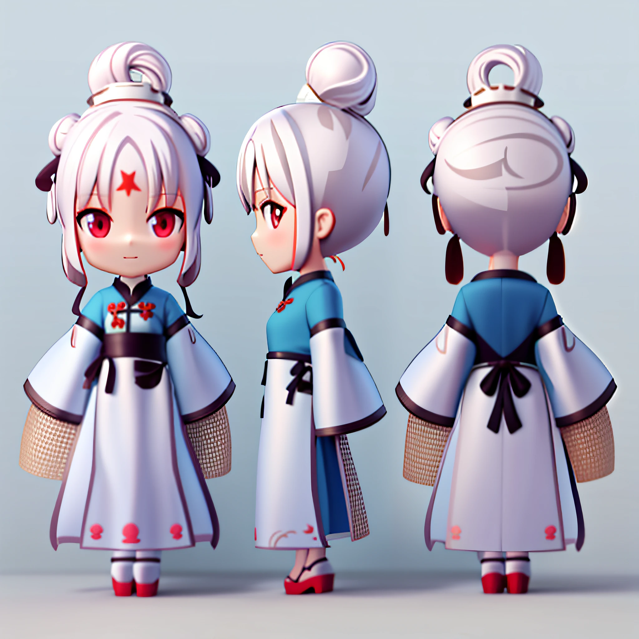Cute 3D anime girl rendering, anime style 3d, oriental characters, anime stylization, stylized anime, 3d anime girl, AZUR Lane style, anime style character, three views of in cheongsam