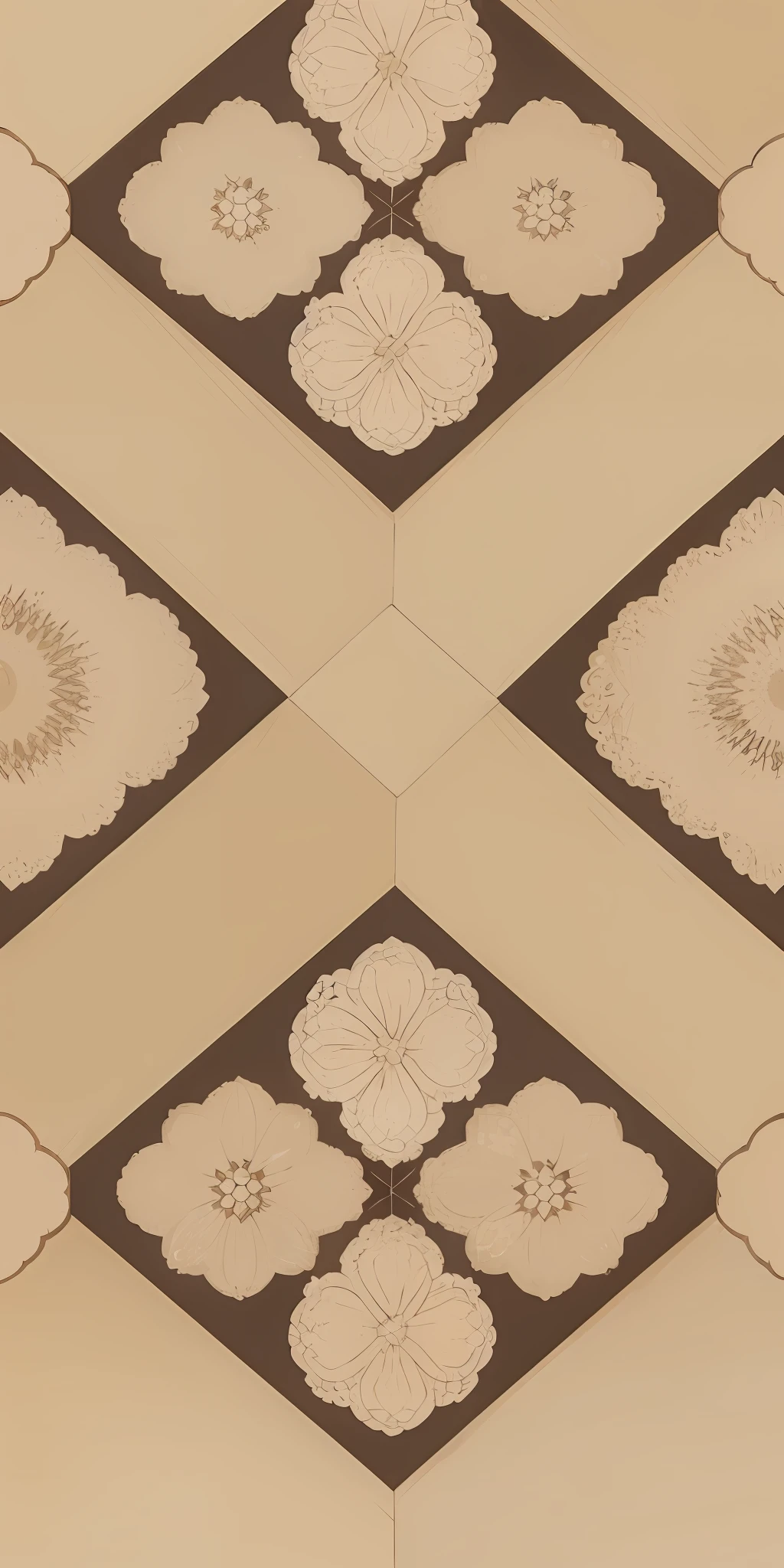 High image quality, beige and white color combination, gorgeous, Japan geometric pattern (combination of circle, triangle, square) and large floral pattern --auto --s2